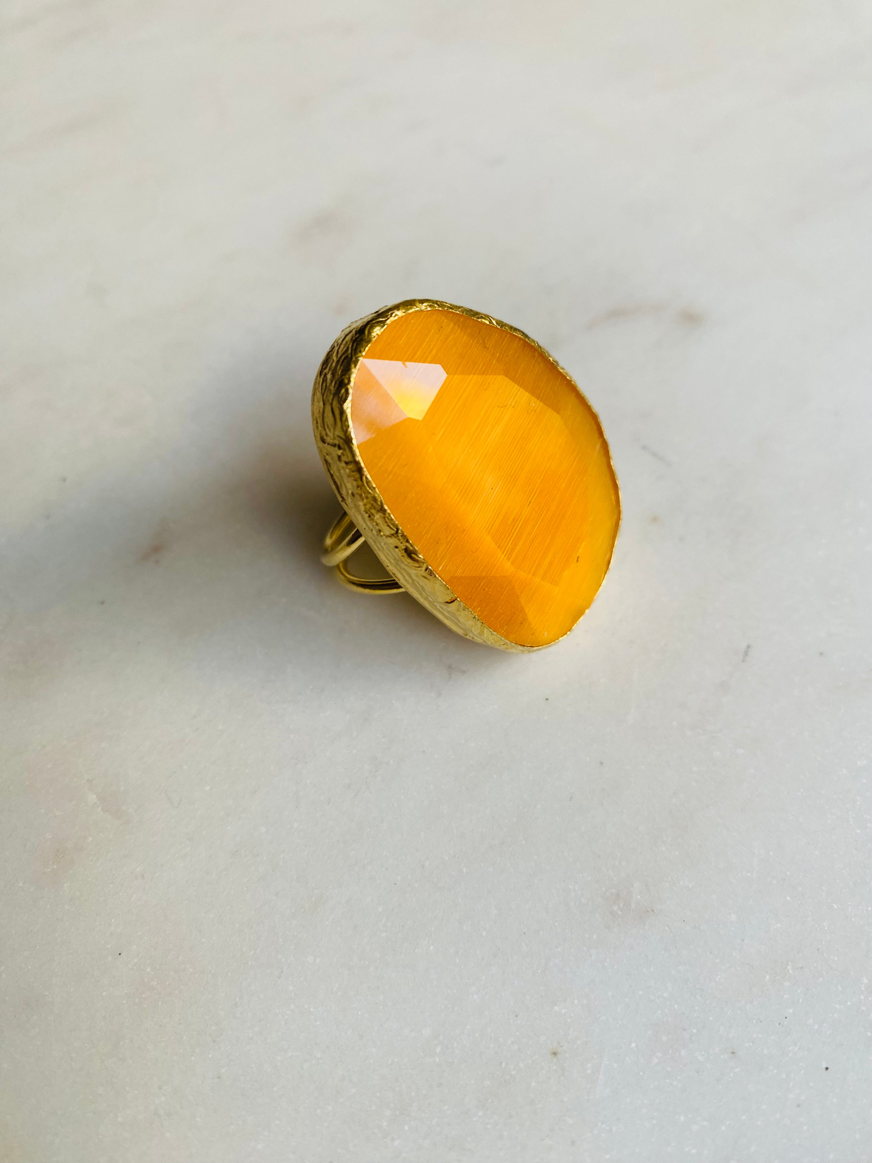 chunky yellow gemstone ring
