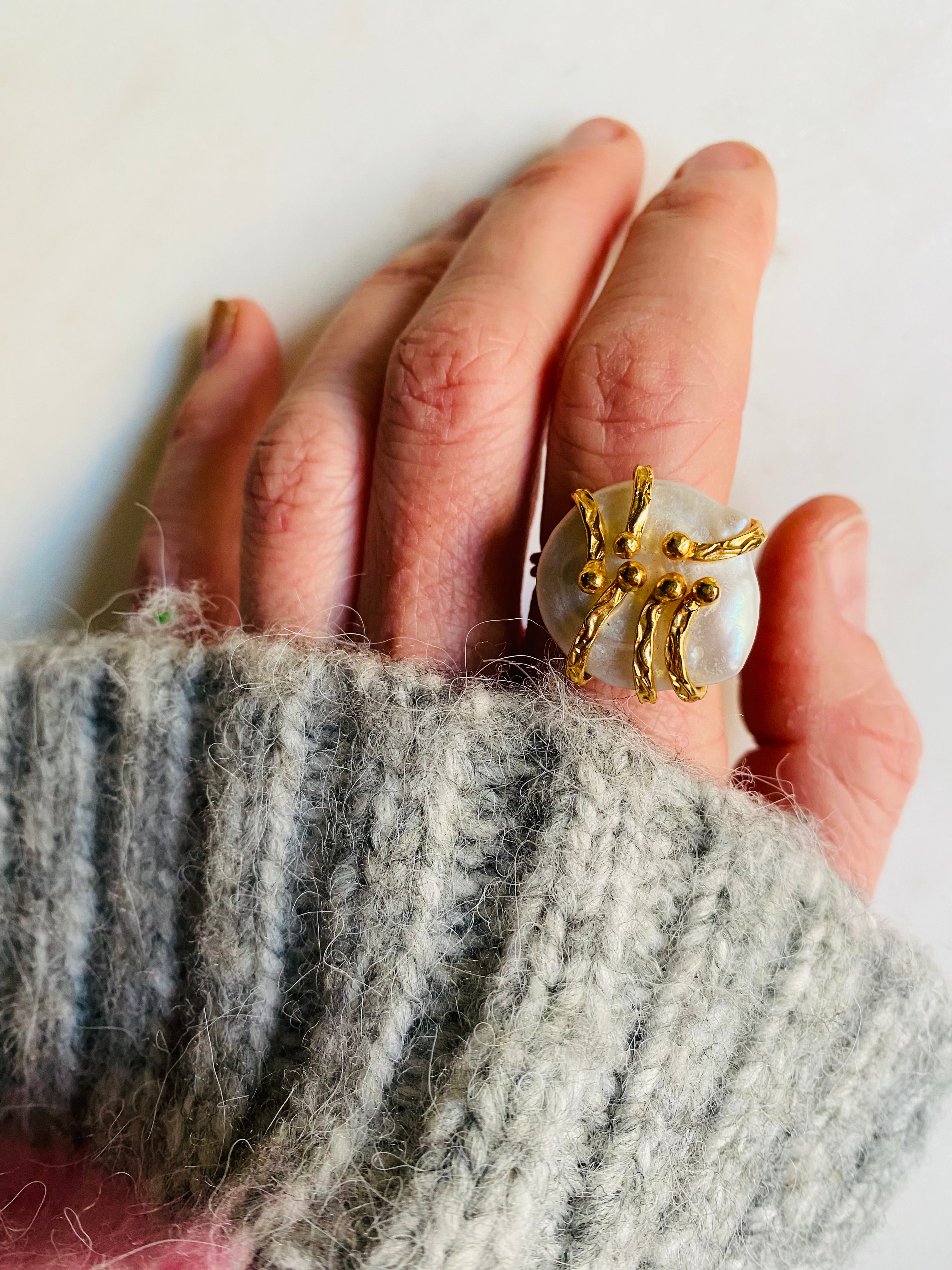 goldwired pearl ring