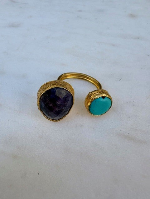 Colorful Double Stone Ring