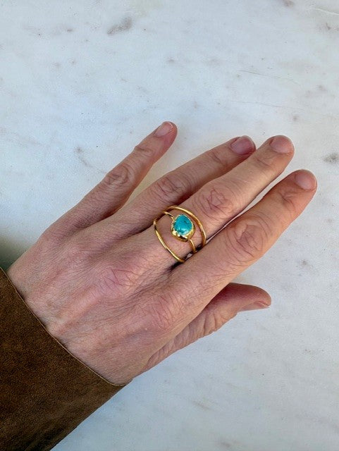 Turquoise Goldwired Ring