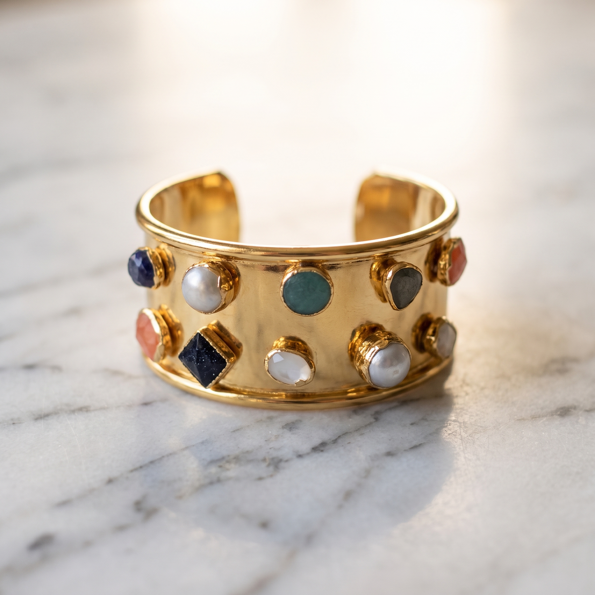 multi gemstone bracelet cuff