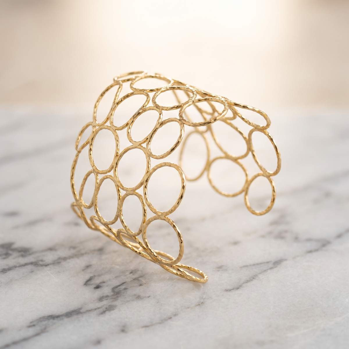Beehive gold bracelet cuff