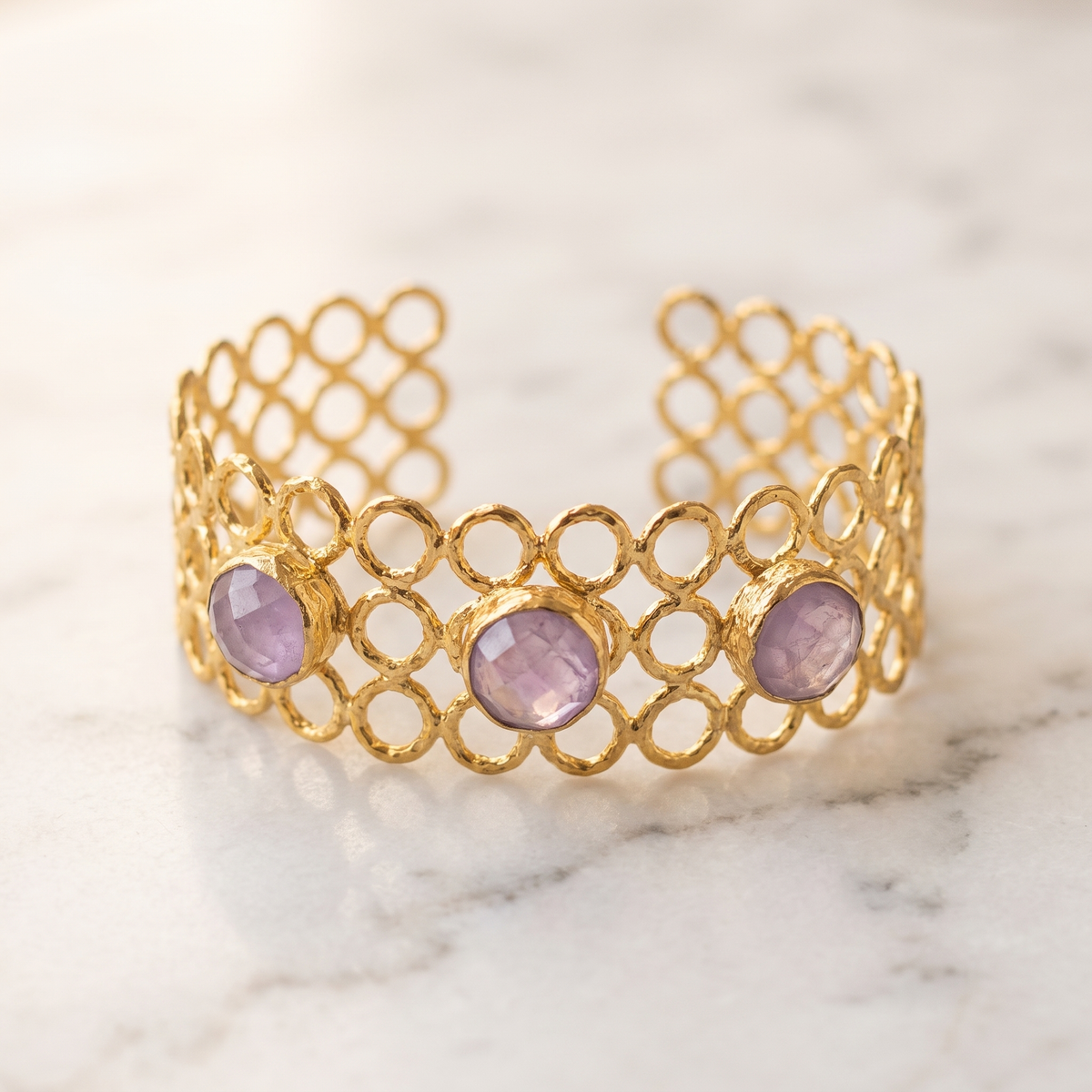 beehive small gemstone bracelet cuff