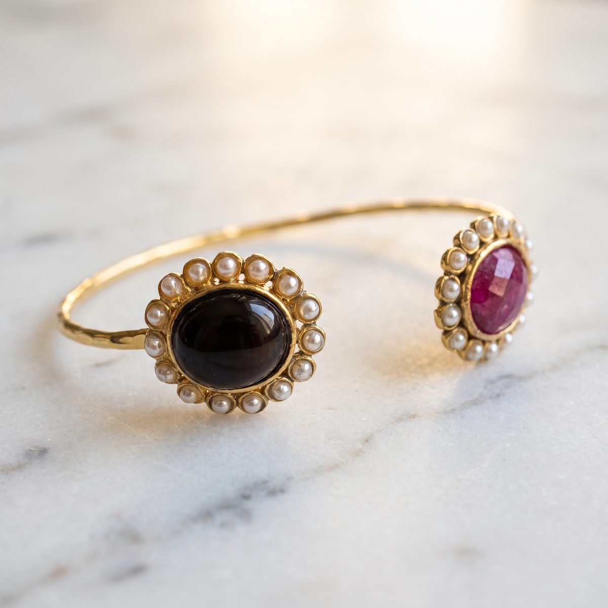 thin bracelet contrasting gemstones