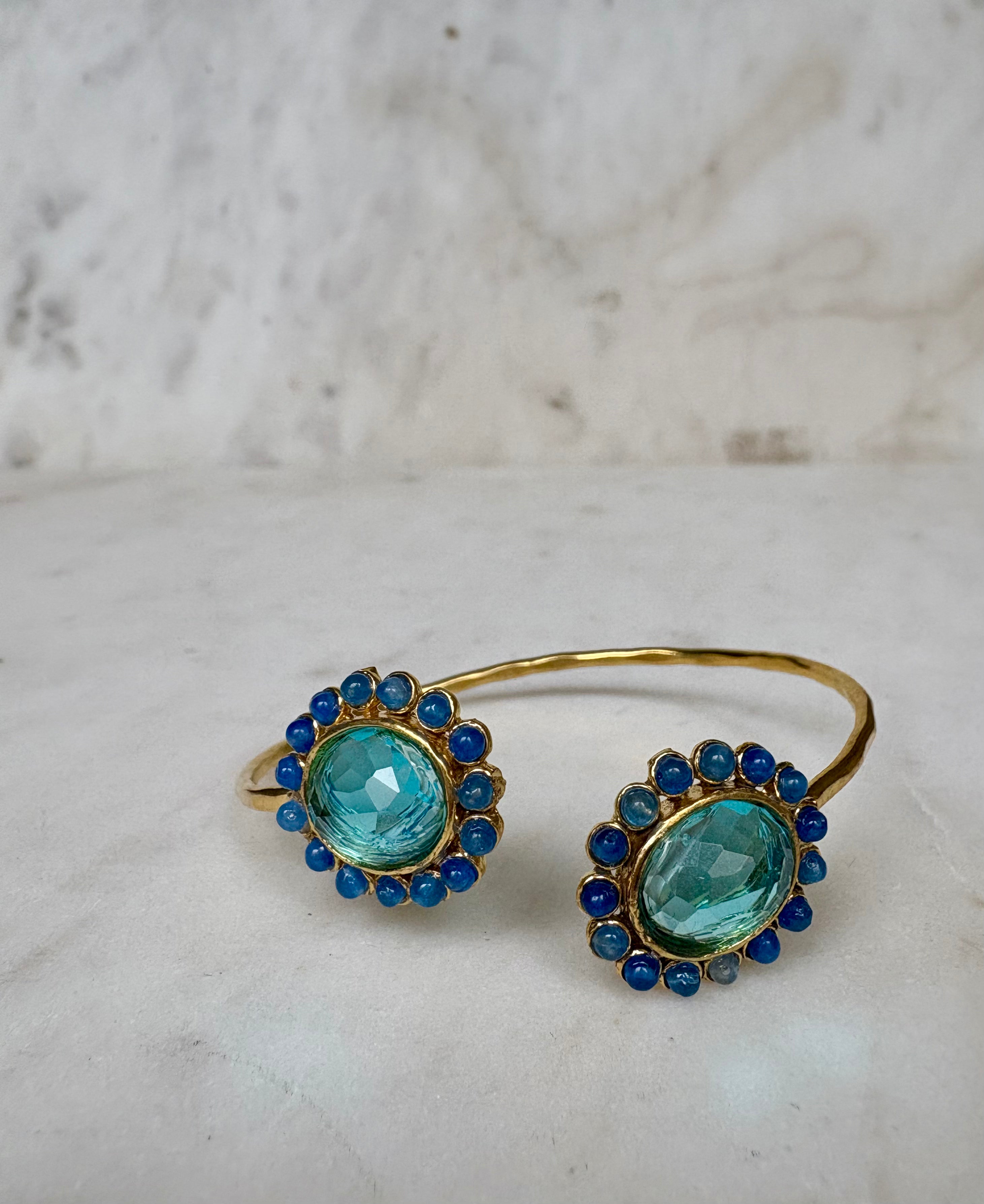 thin bracelet ocean-blue gemstones