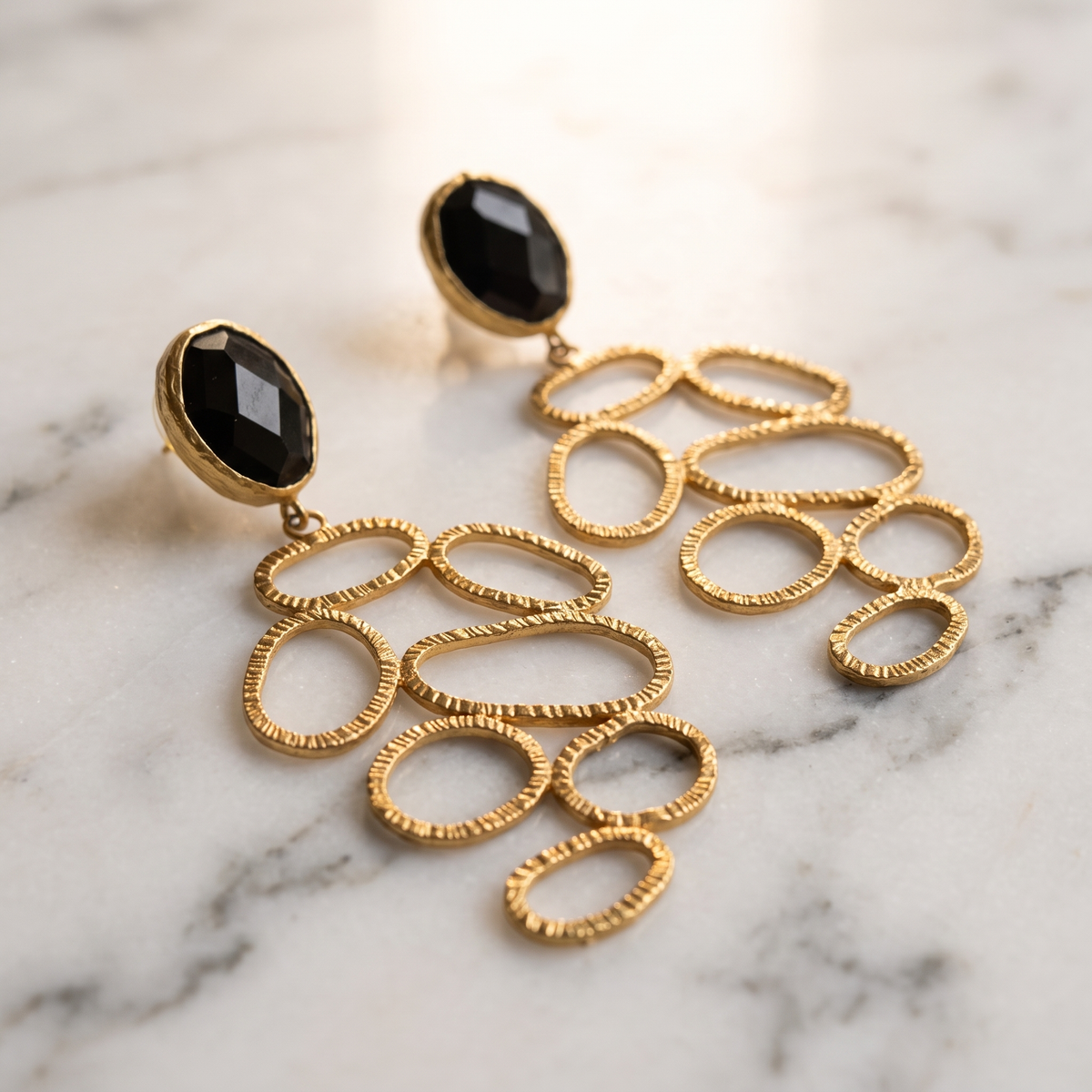 beehive long drop earrings
