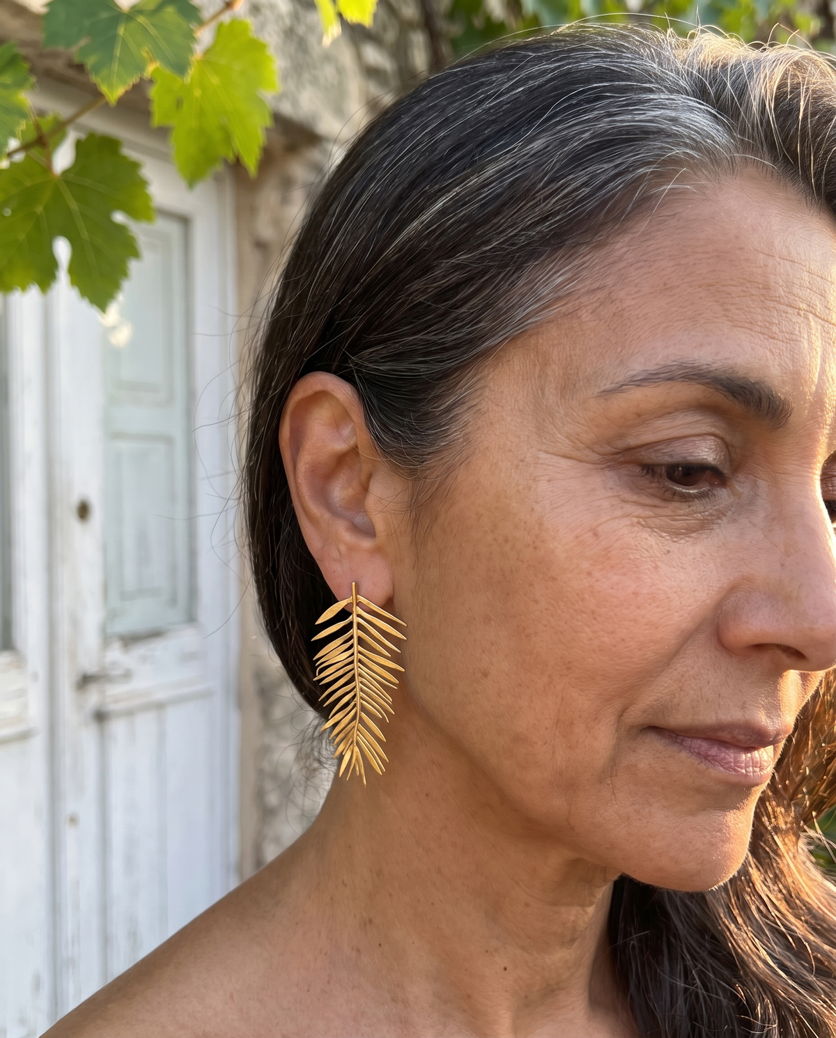 bohemian gold leaf earrings