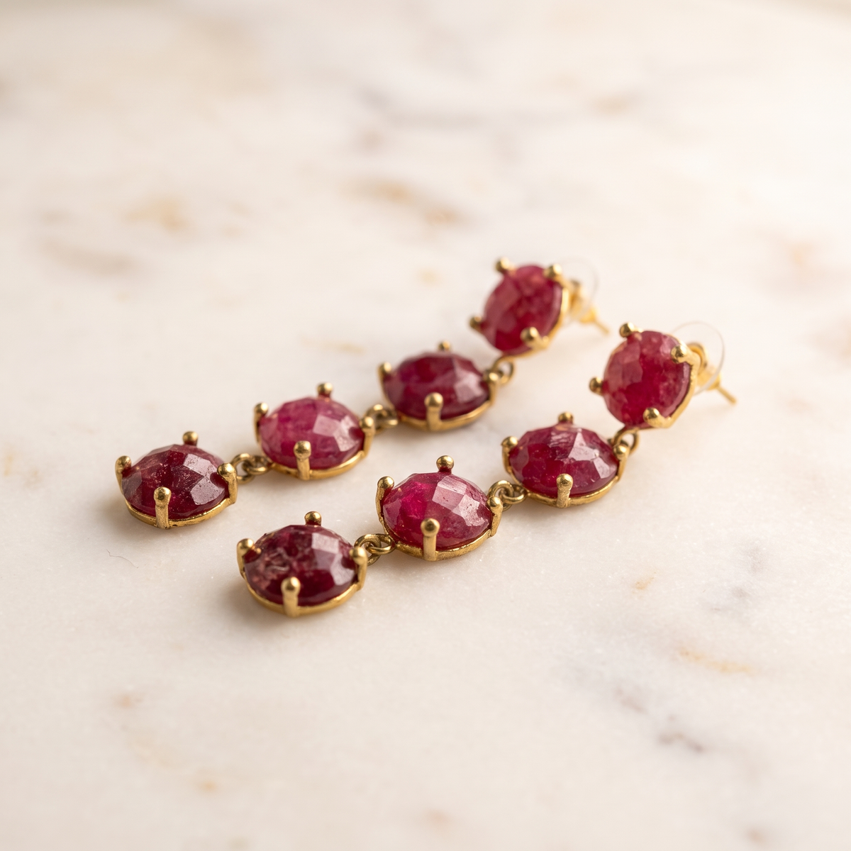 burgundy stacked drop earrings