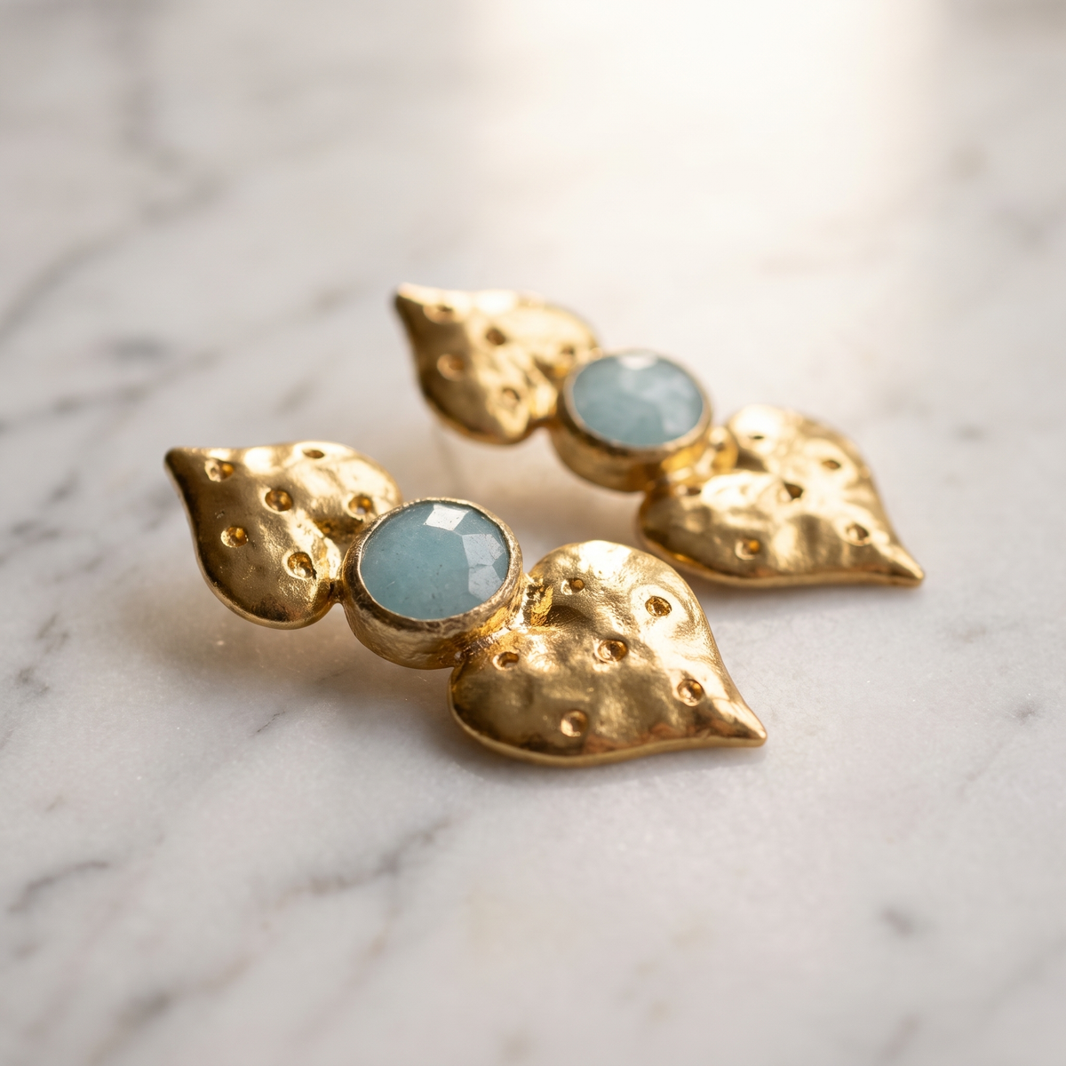 double heart gemstone earrings