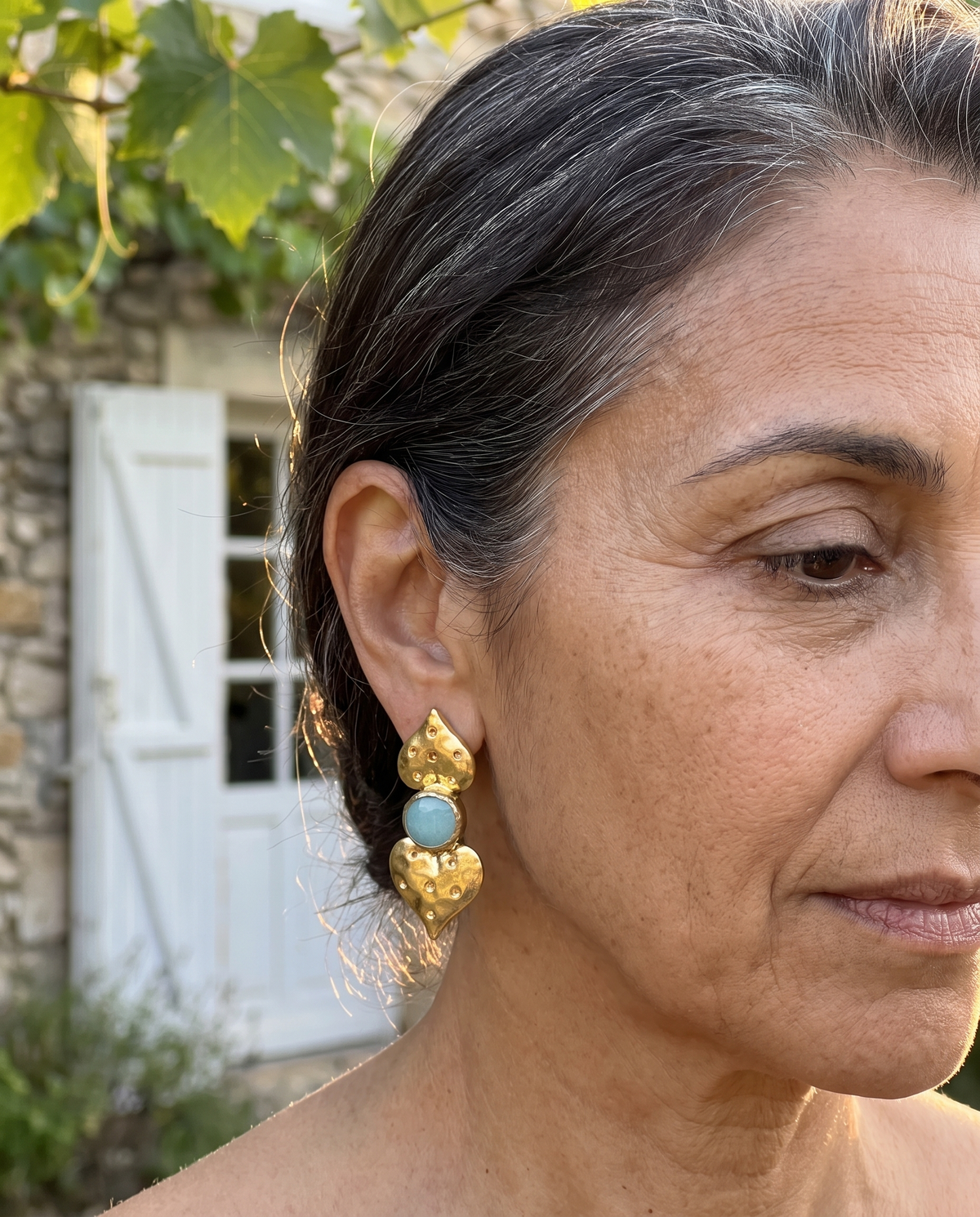 double heart gemstone earrings
