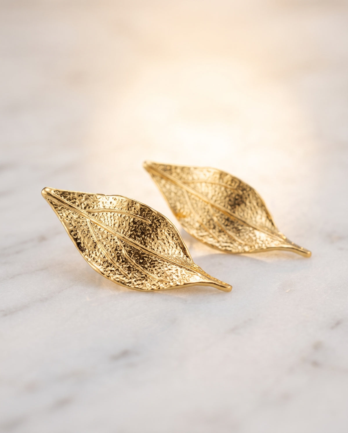 Gold Leaf Stud Earrings