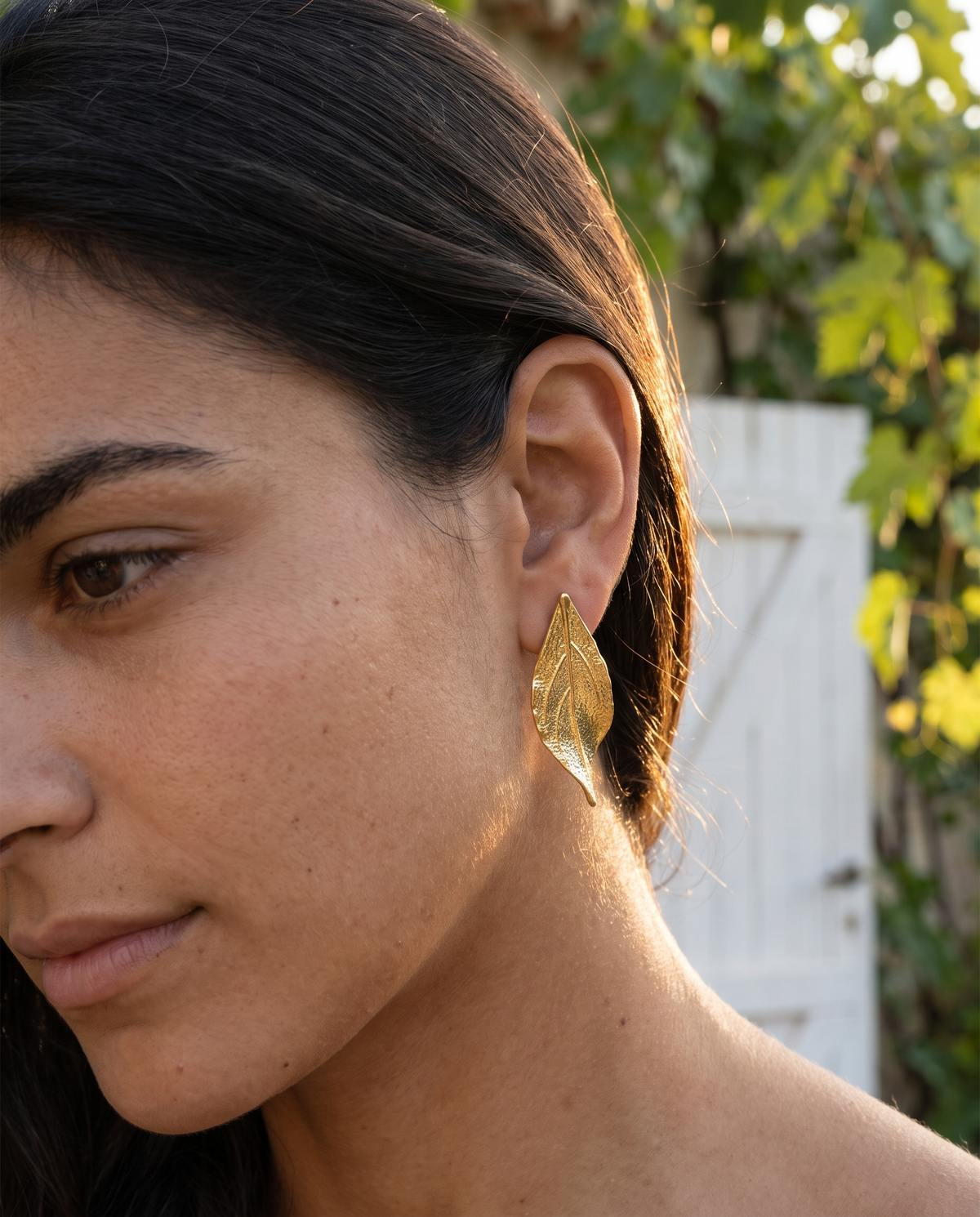 Gold Leaf Stud Earrings