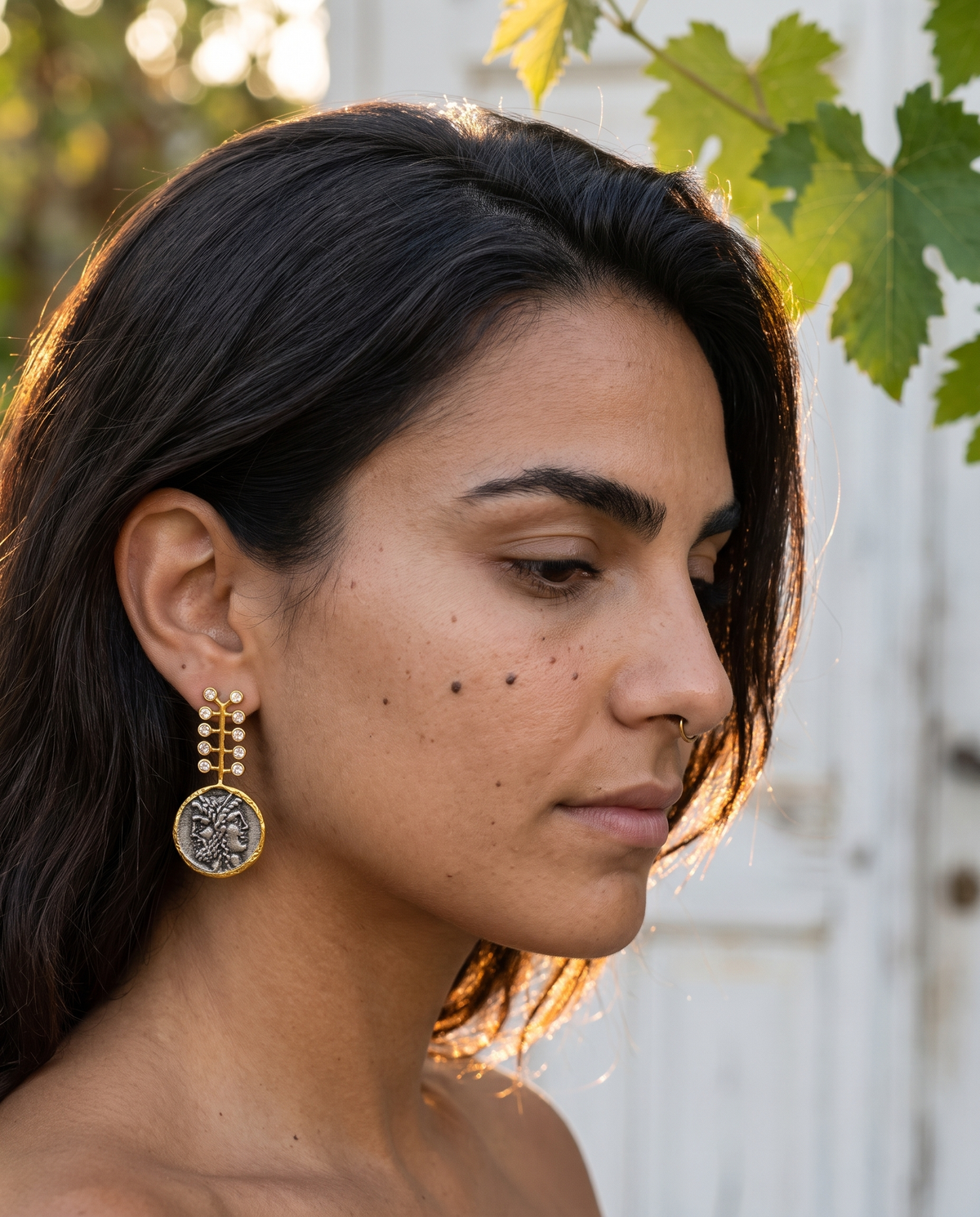 gold n silver coin earrings