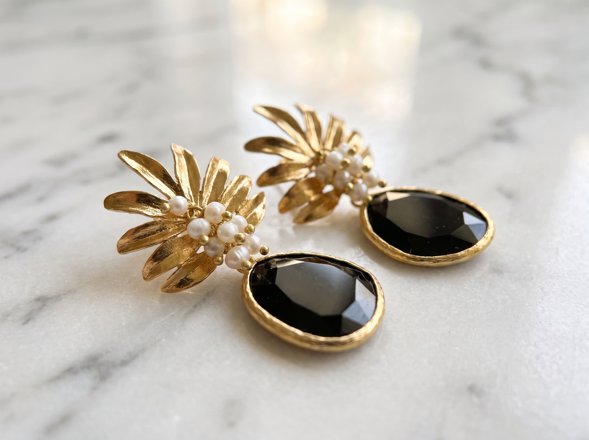 Gold Pineapple Statement Earrings
