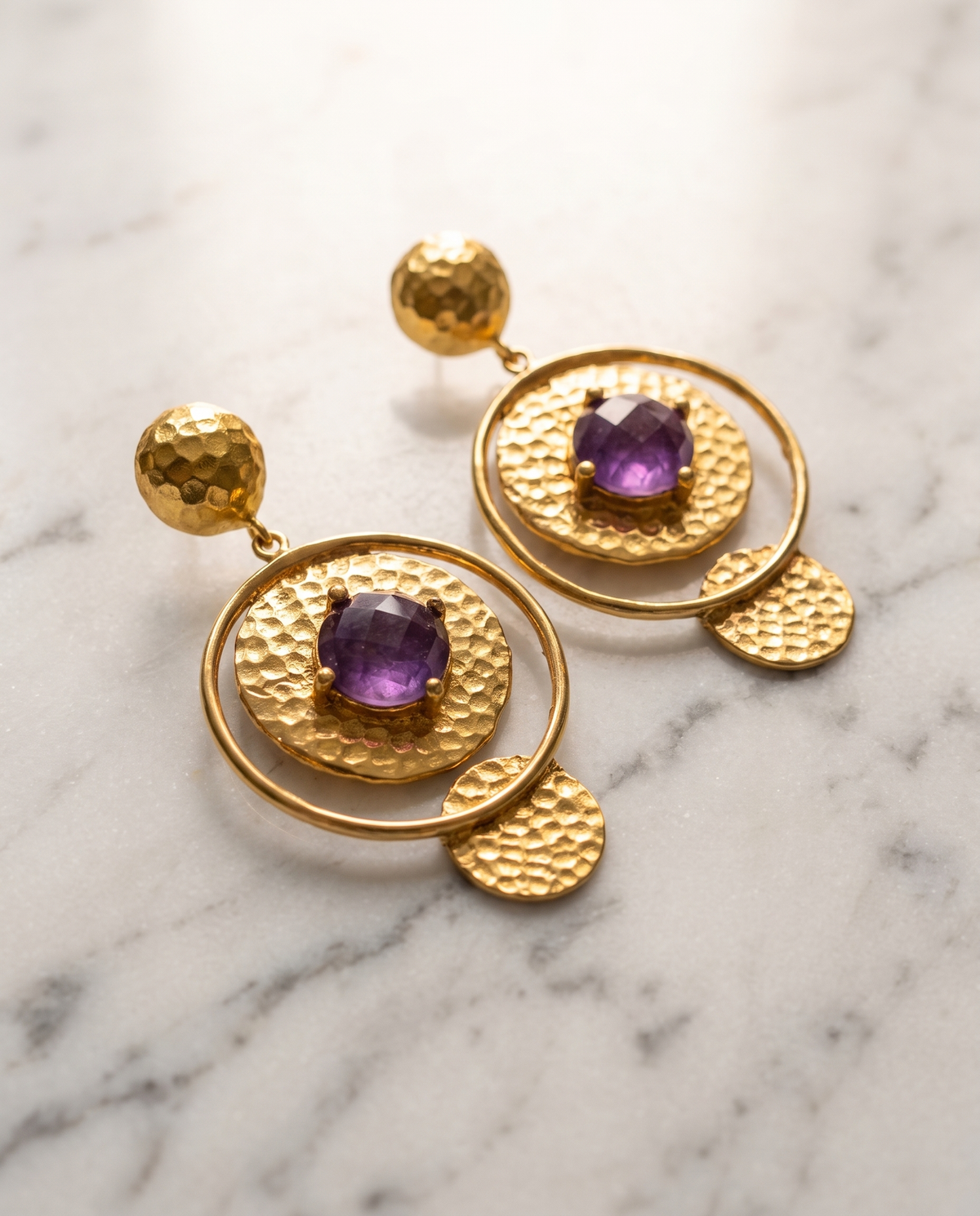 goldhammered dangle earrings
