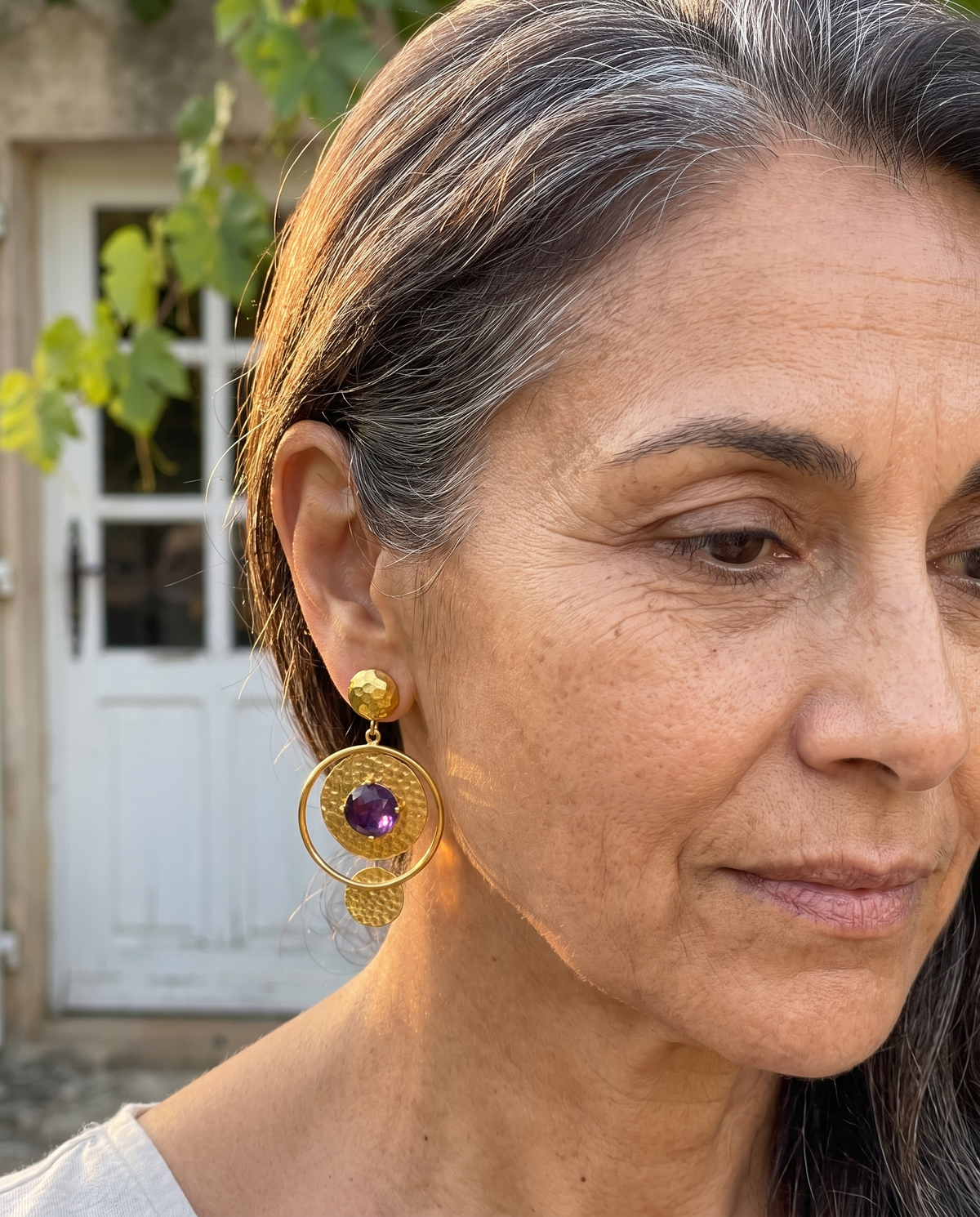 goldhammered dangle earrings