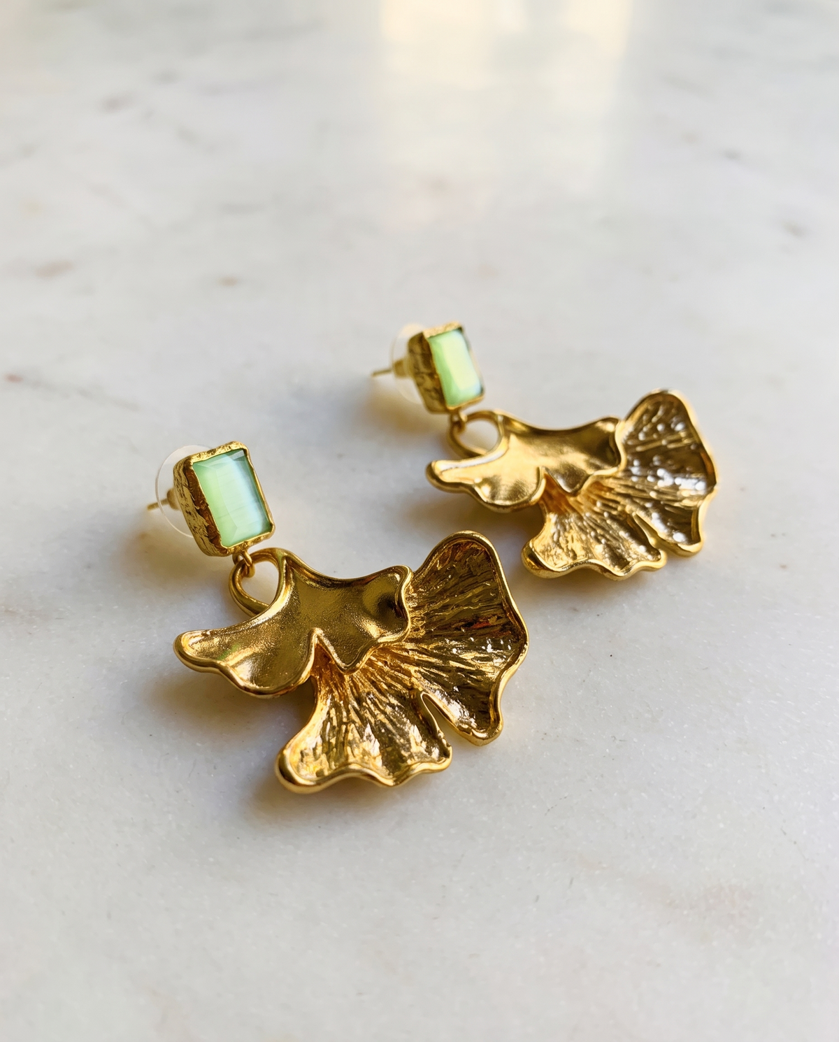 green ginseng drop earrings