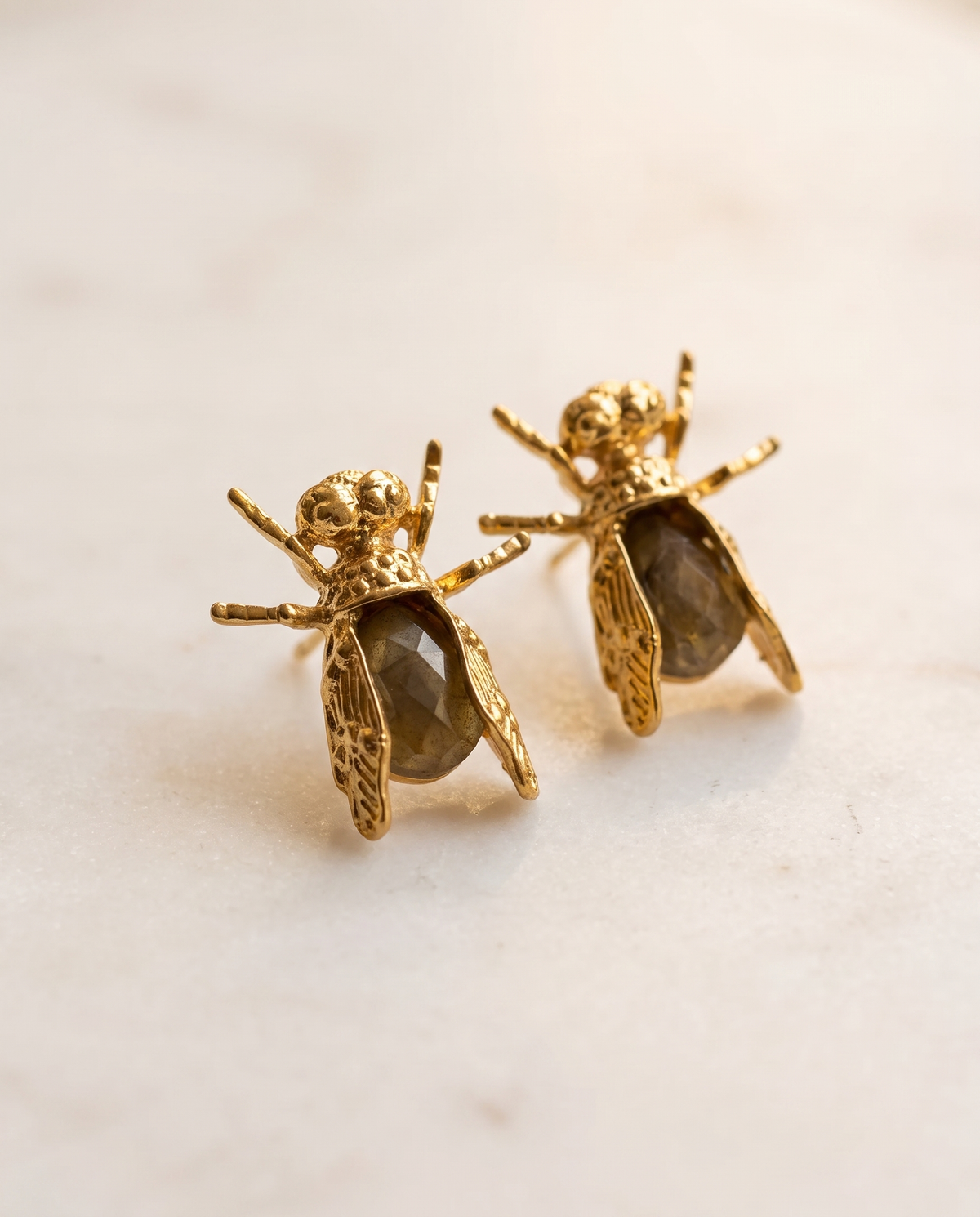 insect gemstone stud earrings