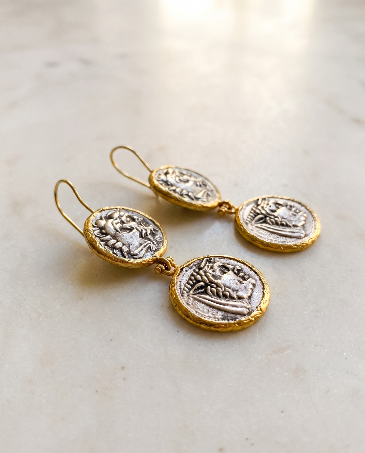 long drop coin earrings
