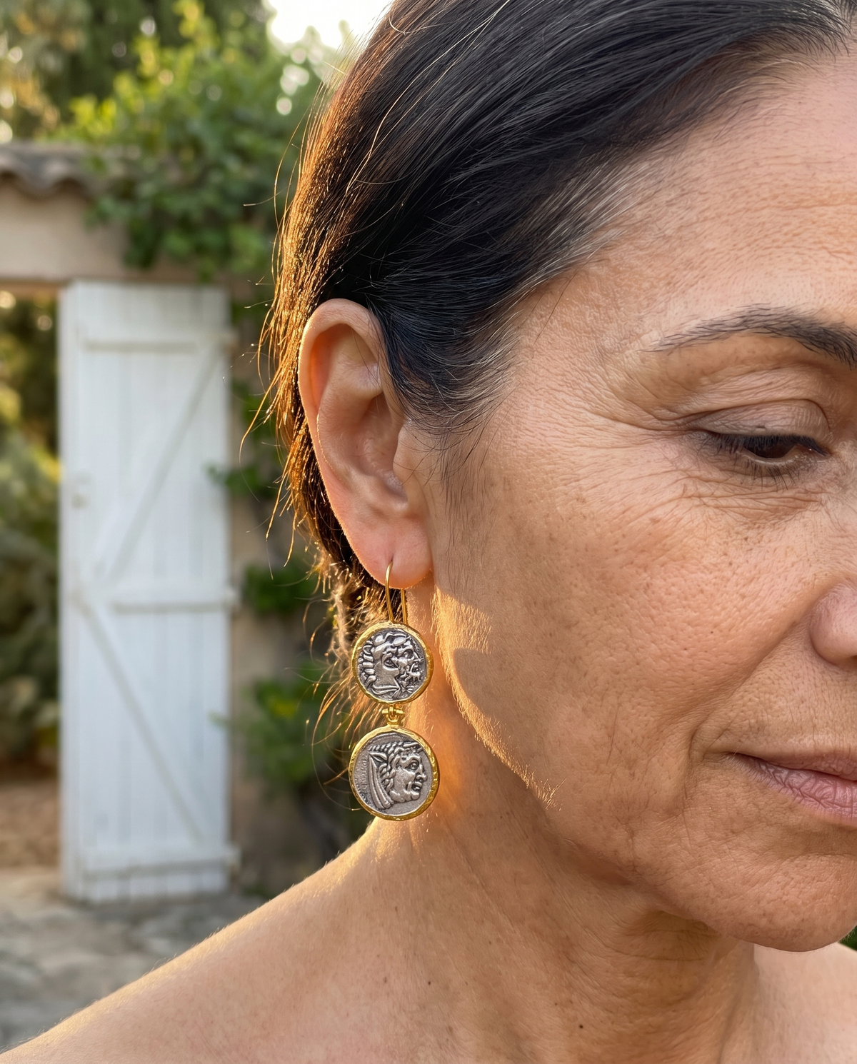 long drop coin earrings
