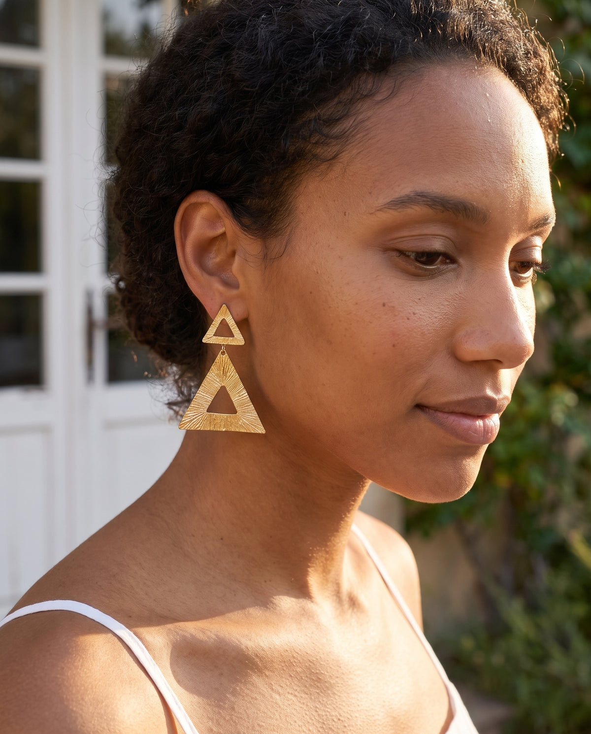 triangle drop earrings