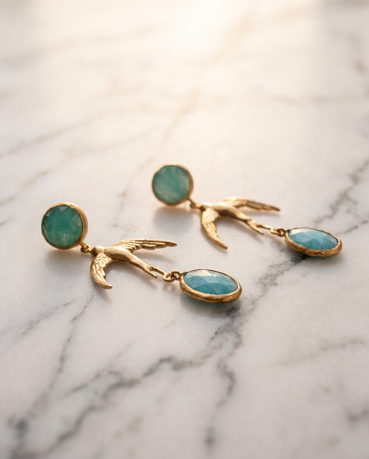 turquoise bird earrings