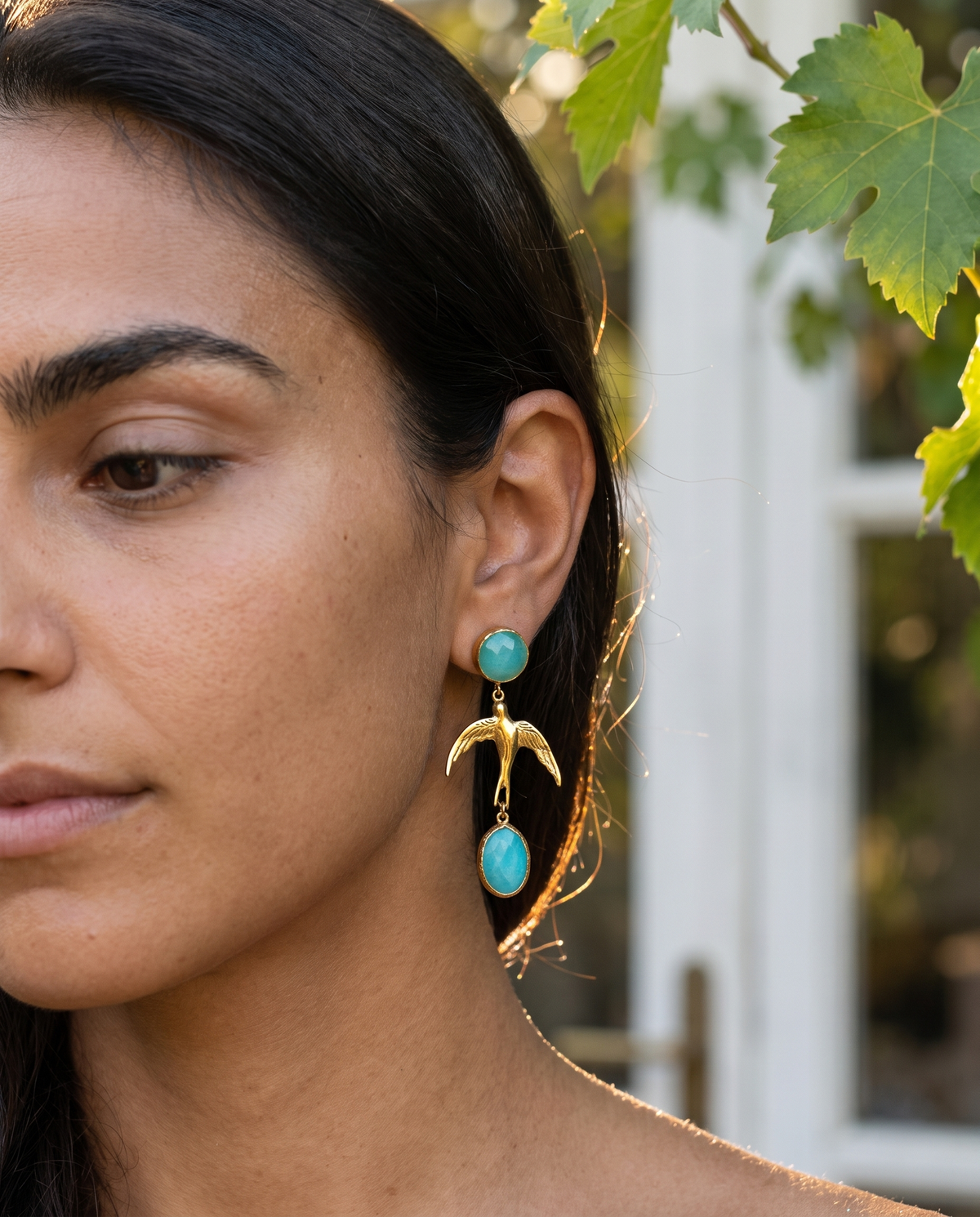 turquoise bird earrings