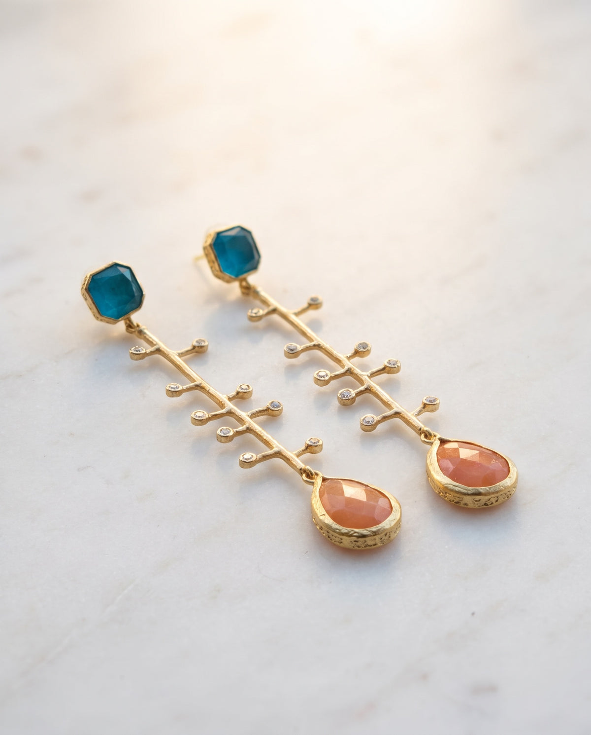 ultra long gemstone earrings