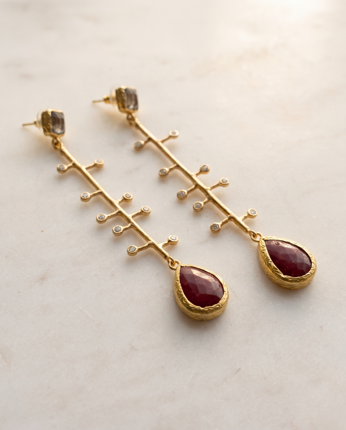 ultra longdrop gemstone earrings