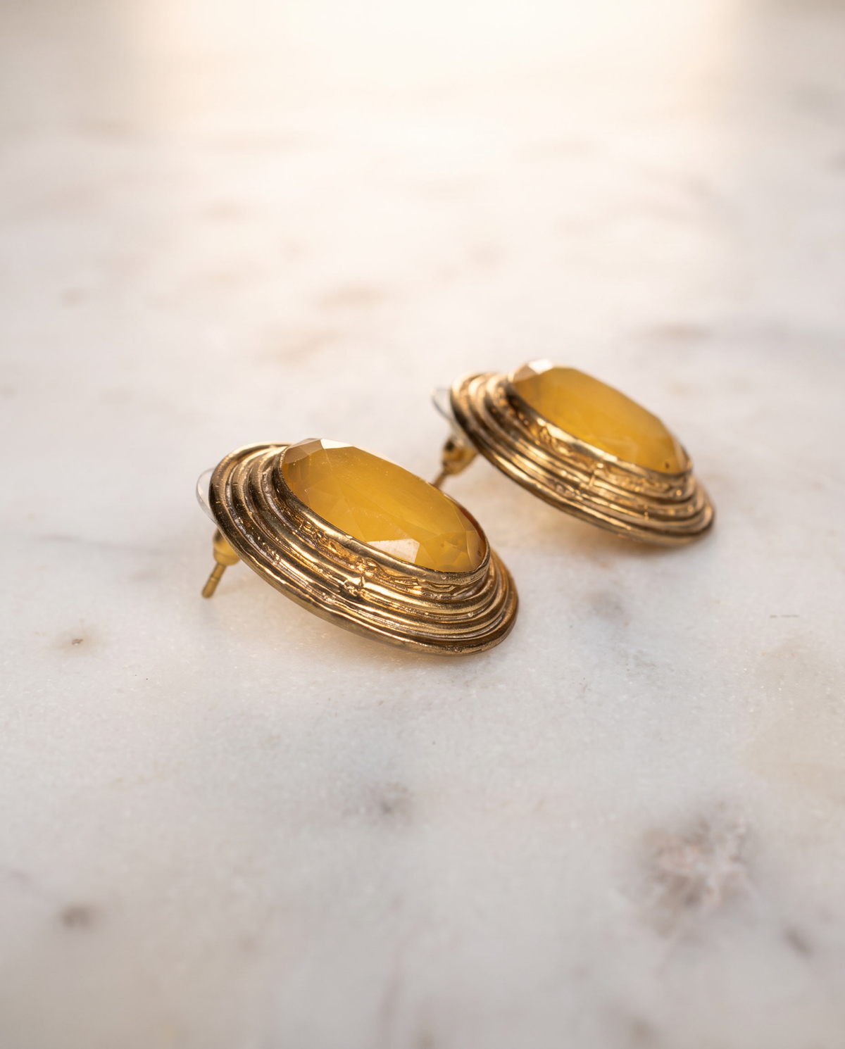Yellow Gemstone Stud Earrings