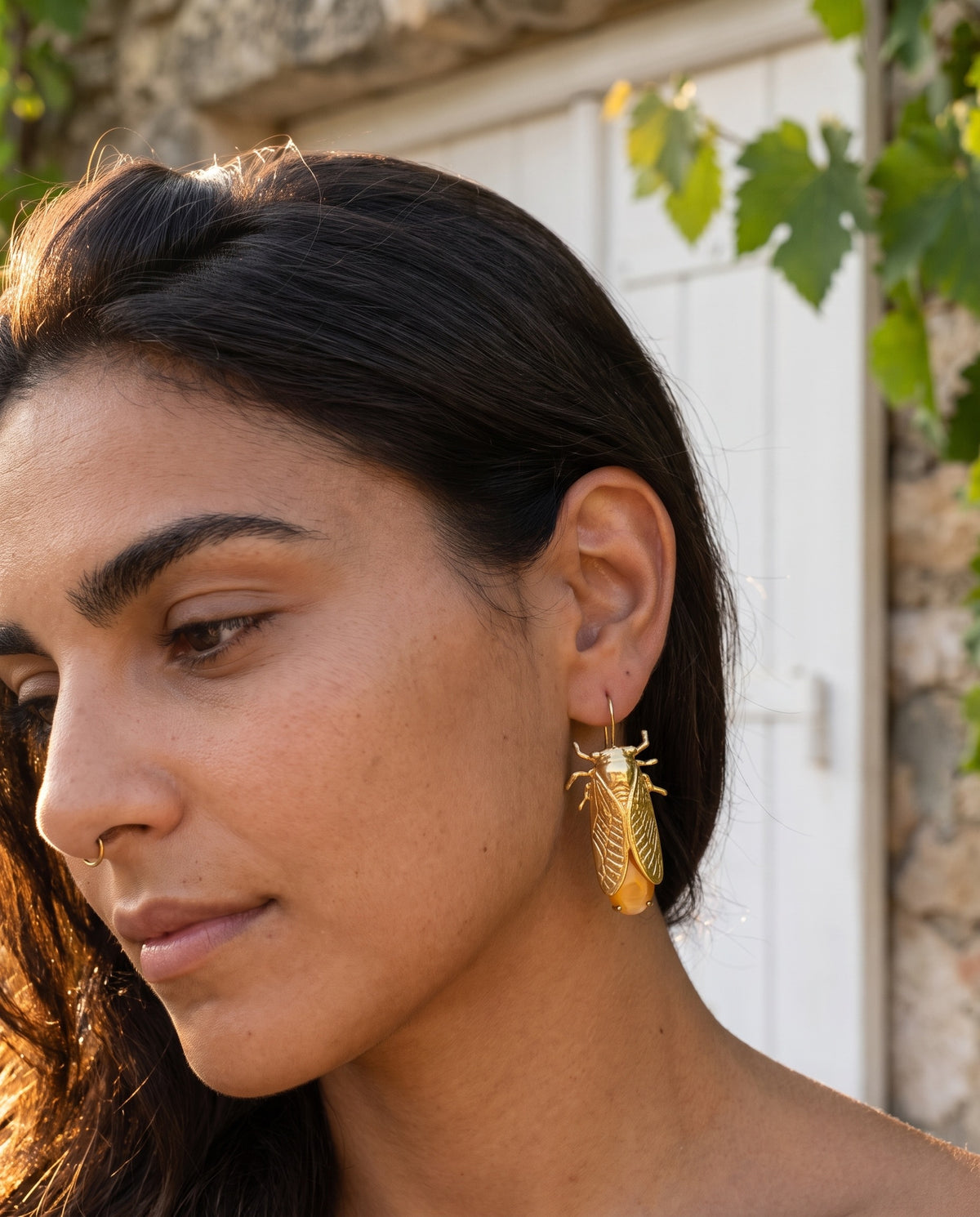 scarab yellow gemstone earrings
