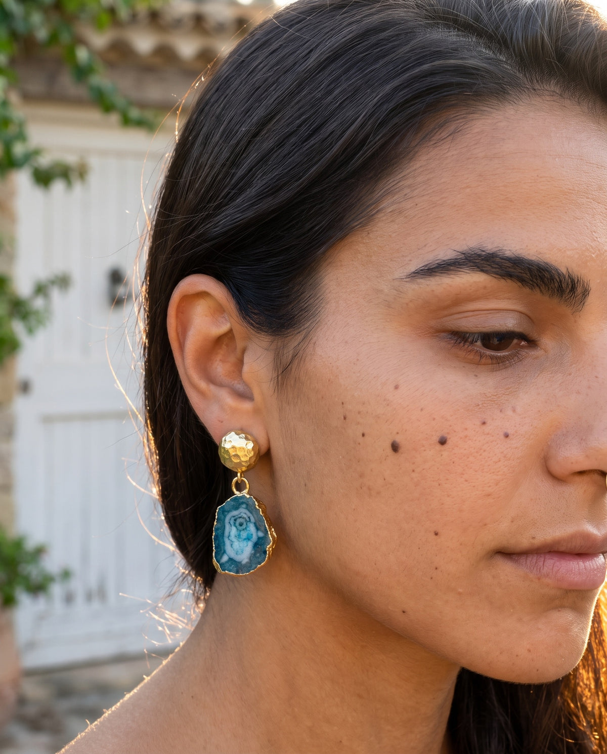 blue natural gemstone earrings