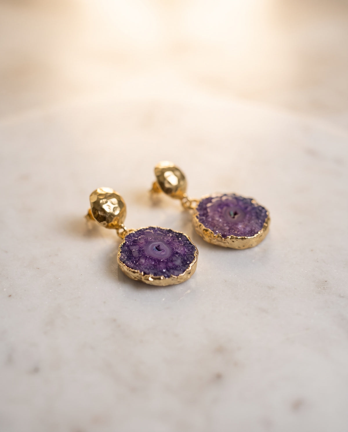 Purple Crush | Textured Gold Drop Earrings