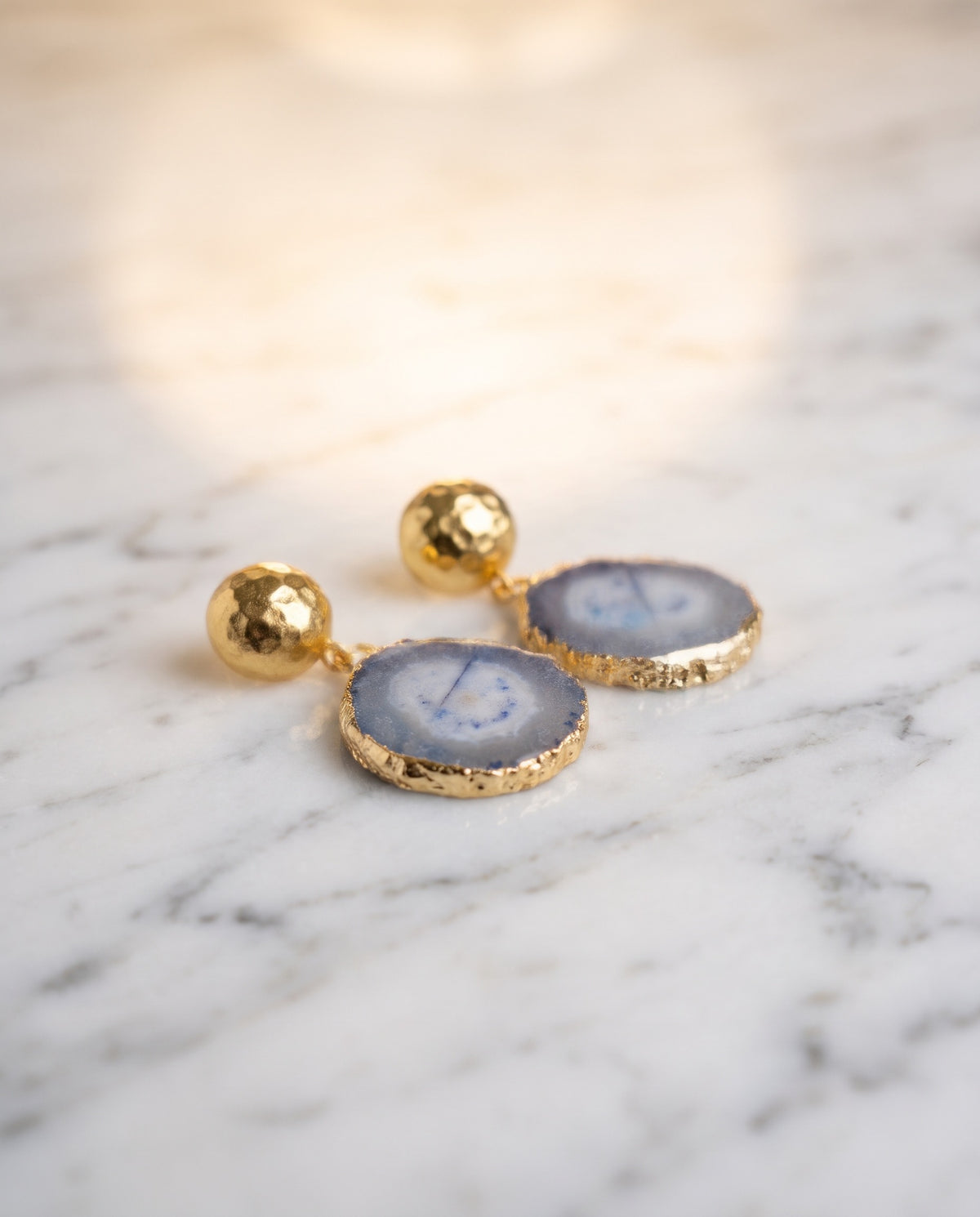 the blue haze | gold statement earrings