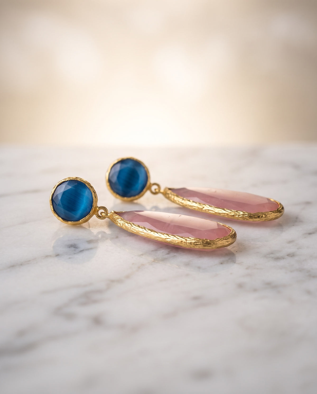 Blue Hour | Pink Teardrop Earrings