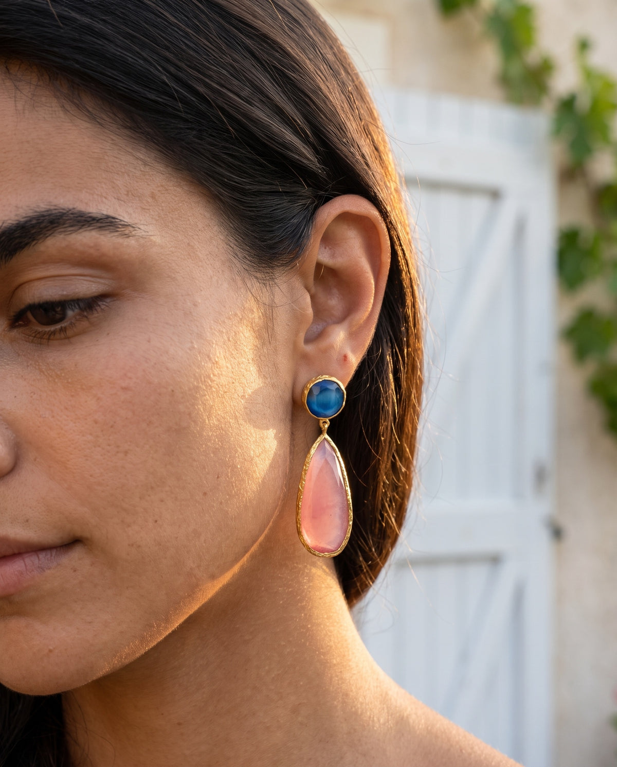 Blue Hour | Pink Teardrop Earrings