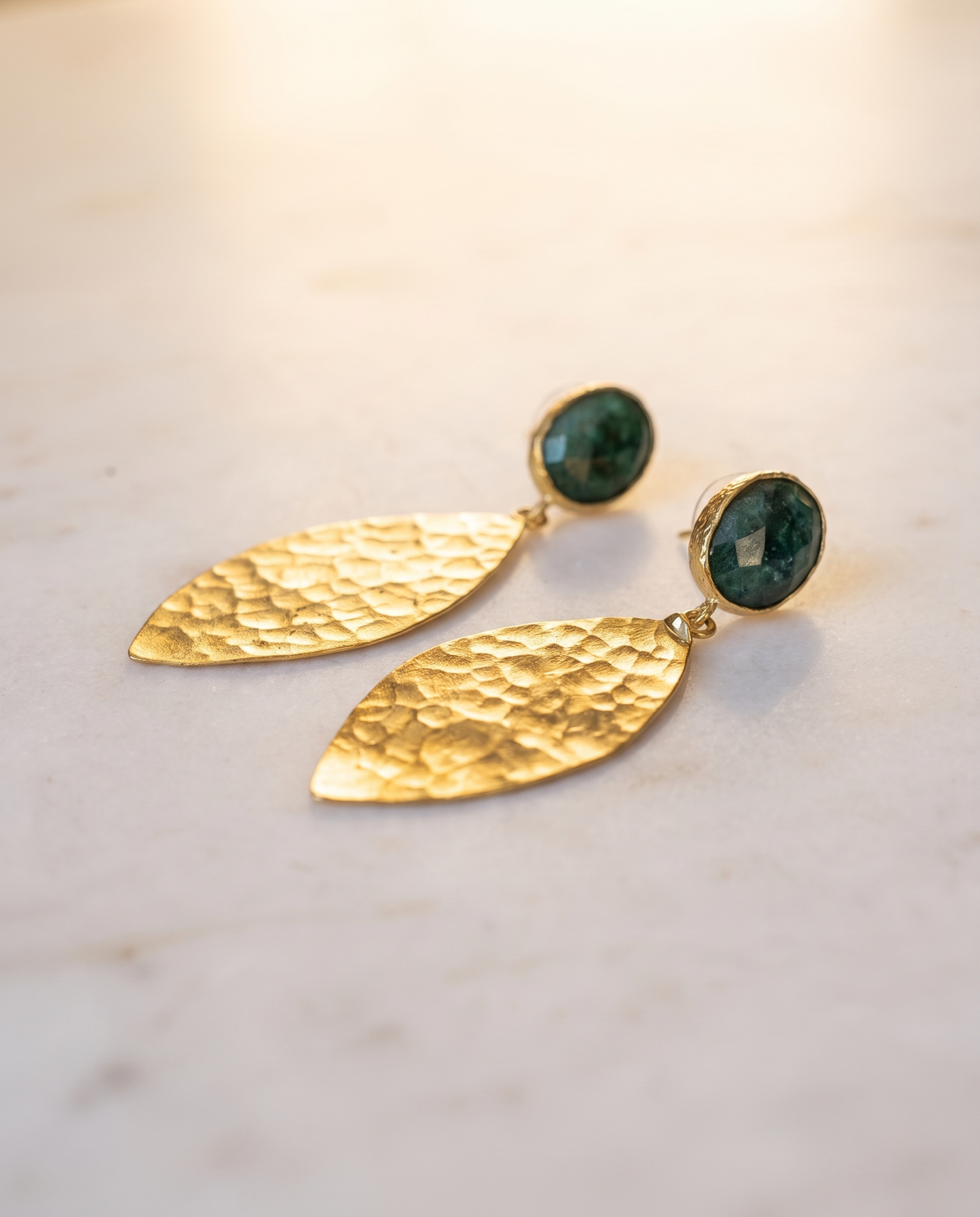 Green Theory | Gold Leaf Drop Earrings
