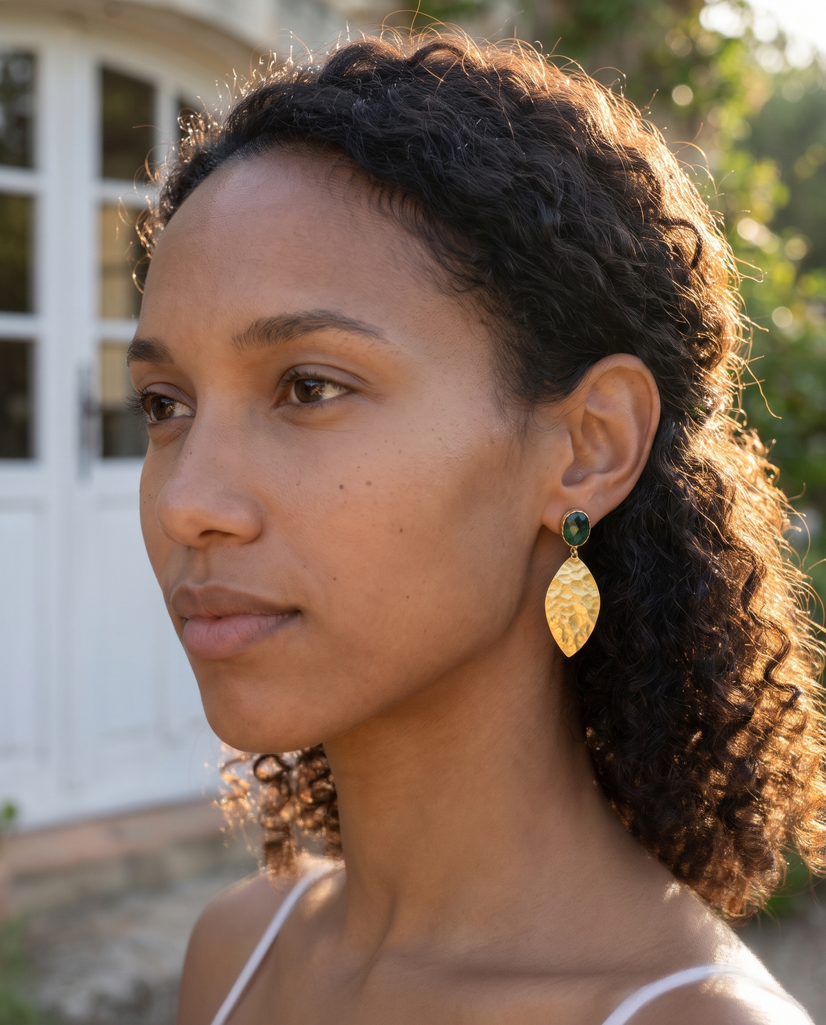 Green Theory | Gold Leaf Drop Earrings