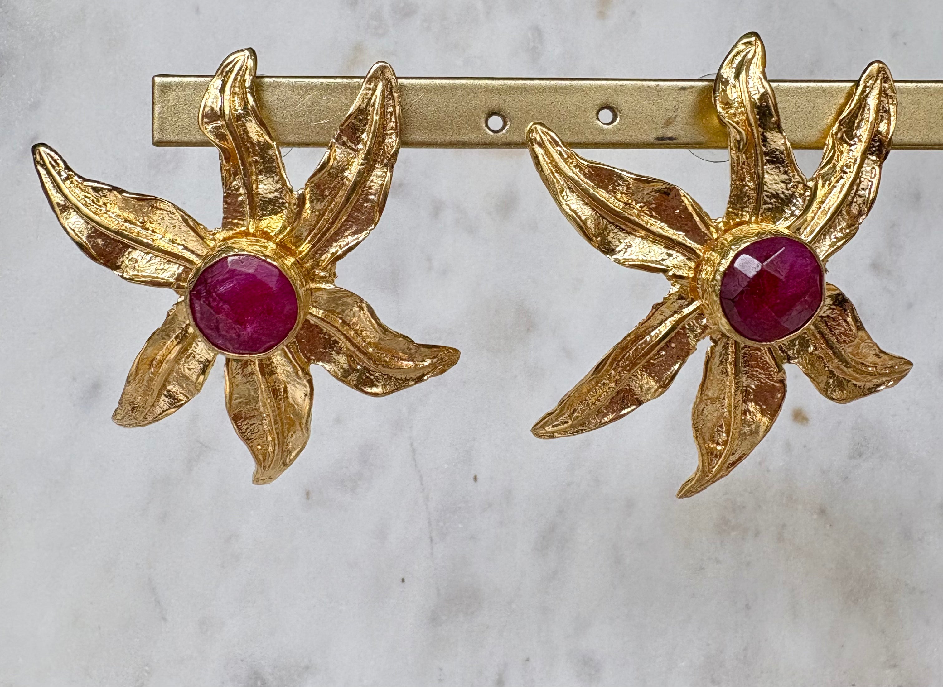 golden bloom gemstone earrings