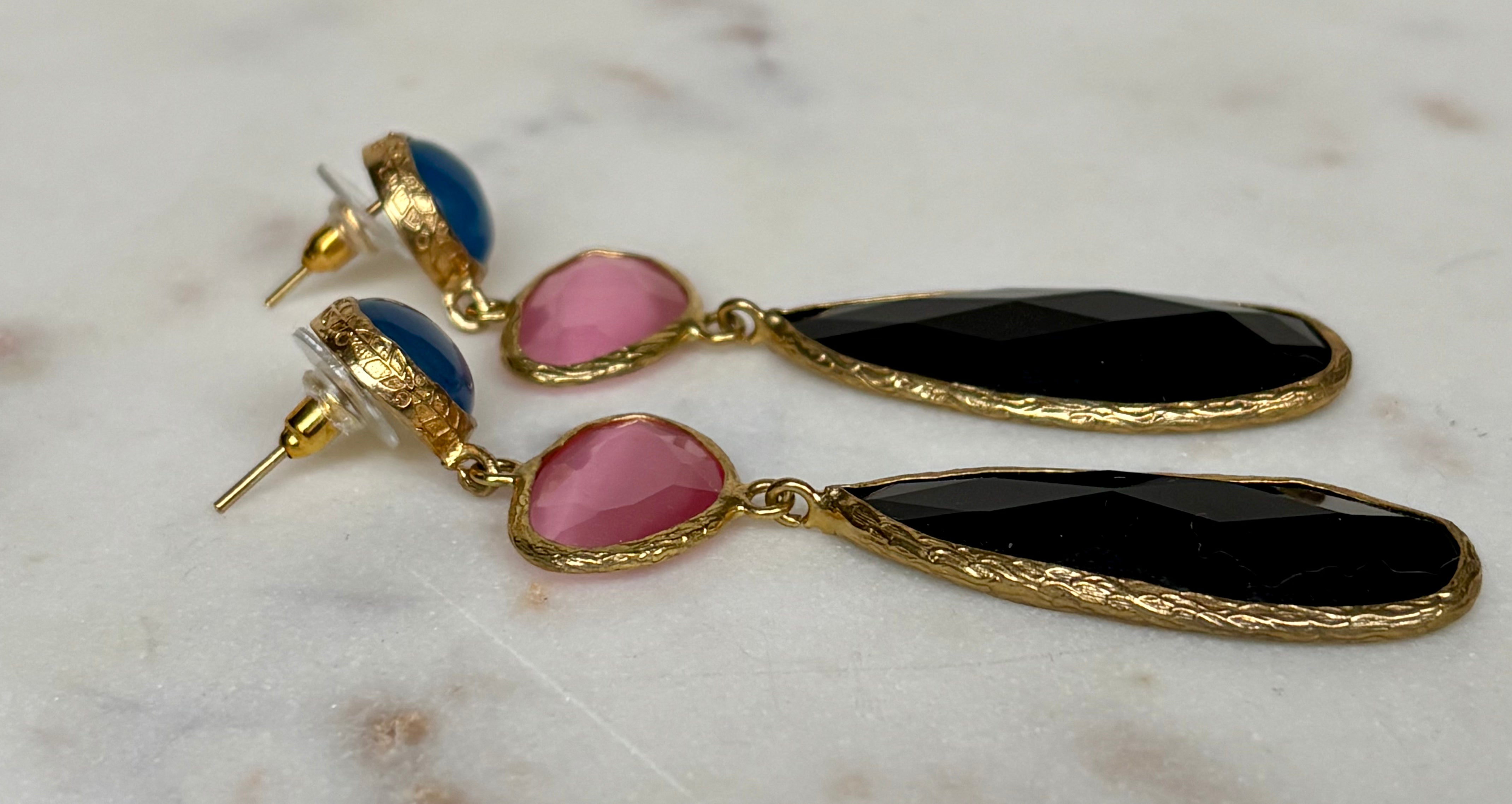 Statement drop earrings with Color