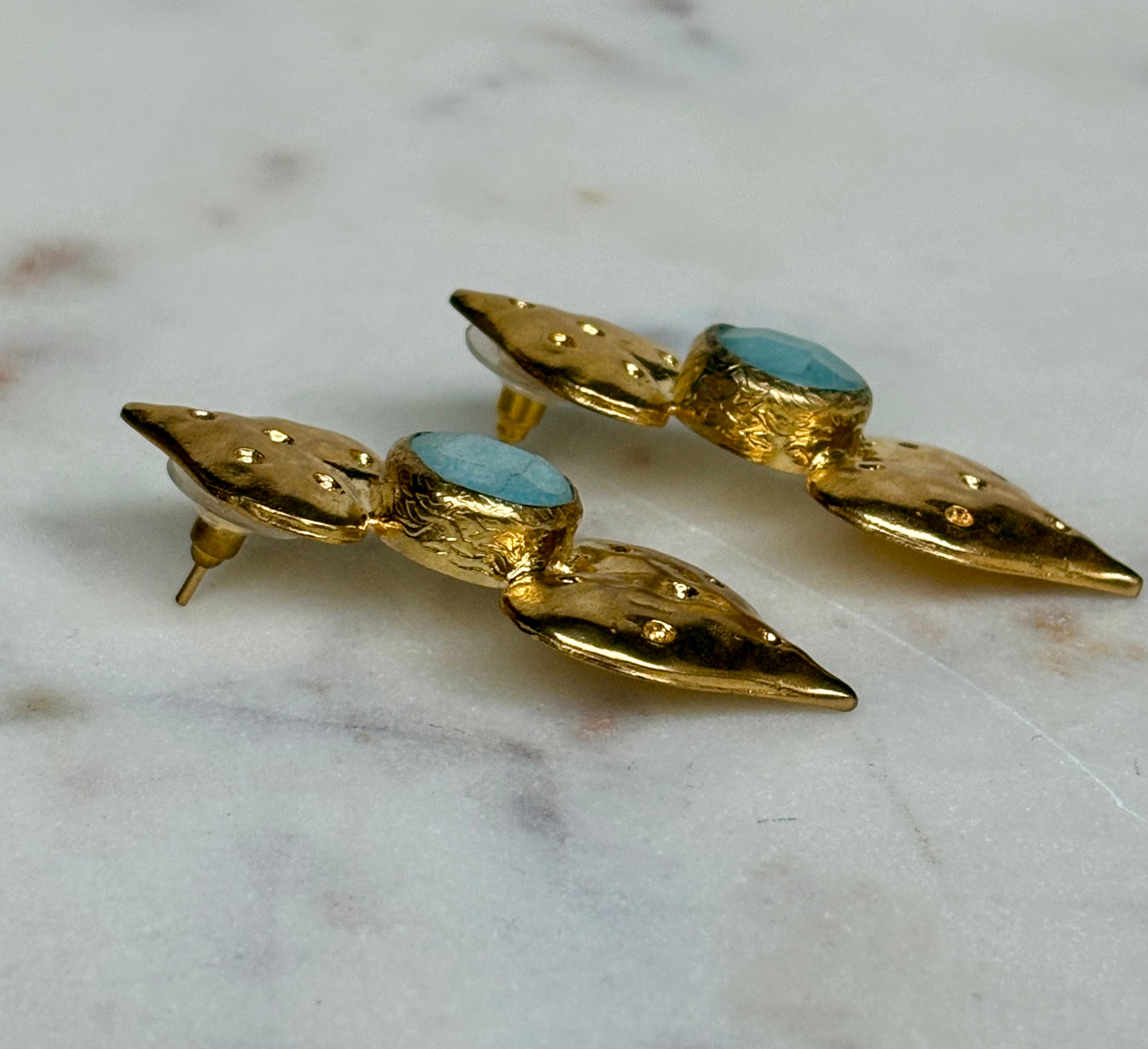 double heart gemstone earrings