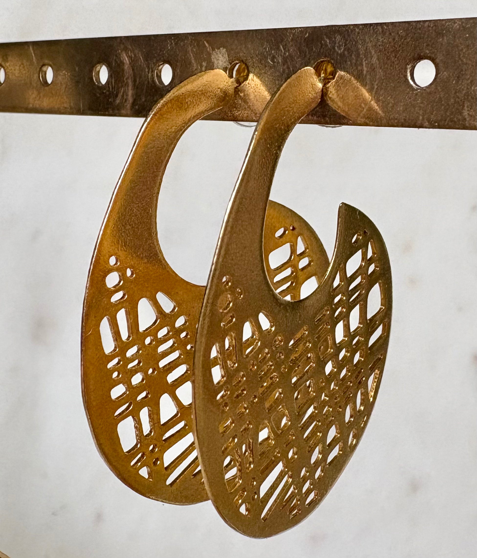 gold sculptural drop earrings