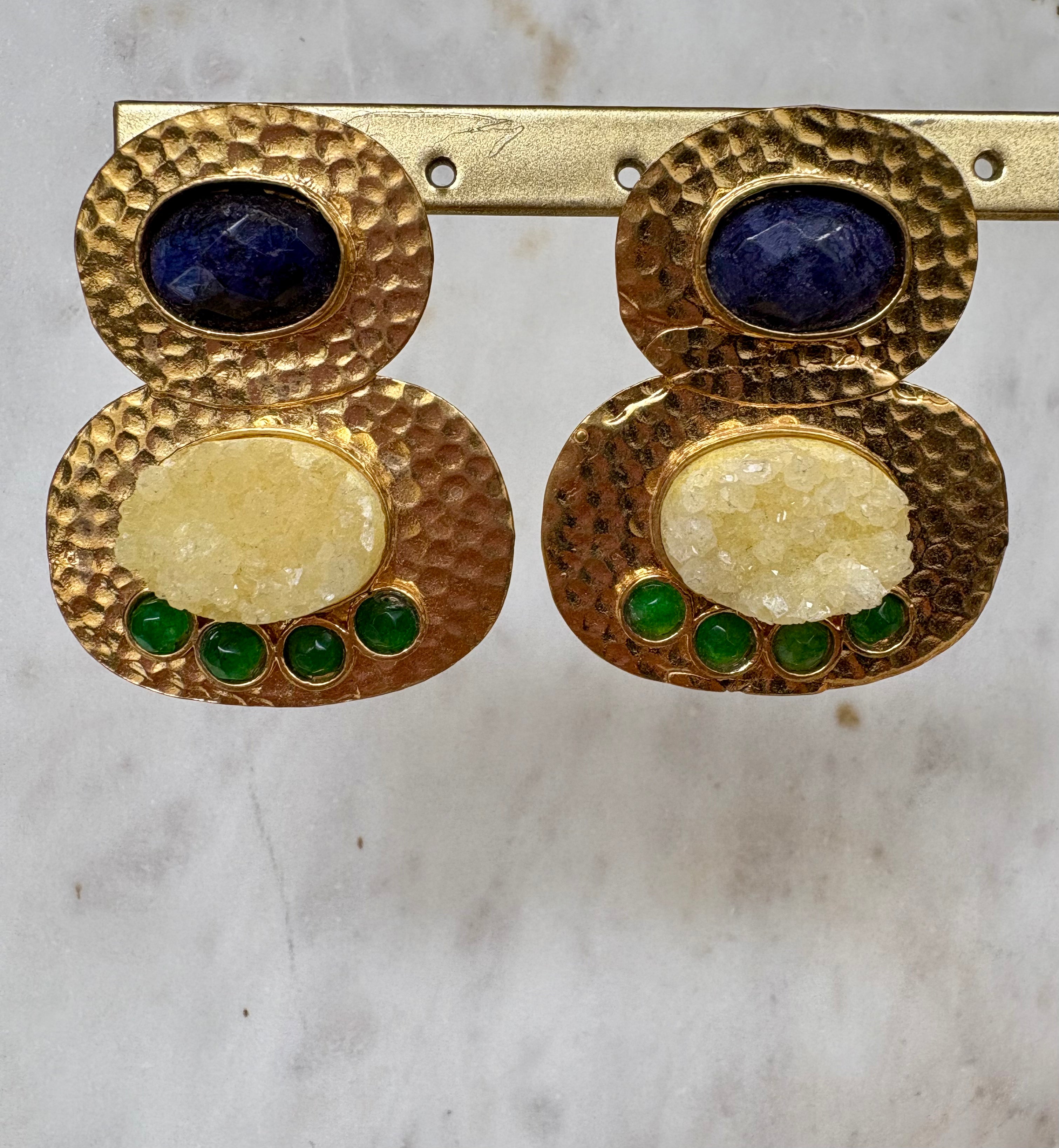 handmade goldplated earrings with semi precious stones