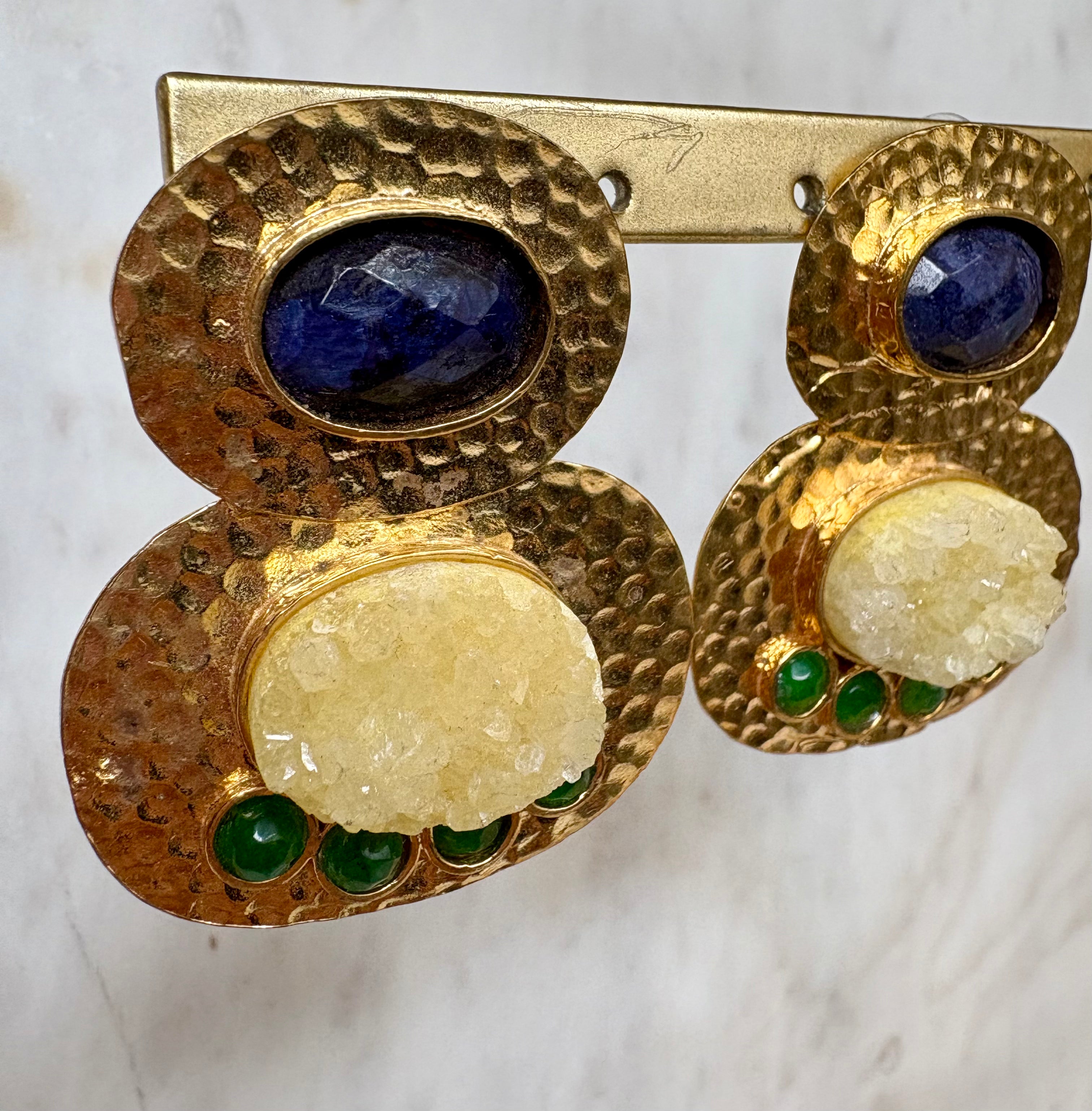 handmade goldplated earrings with semi precious stones