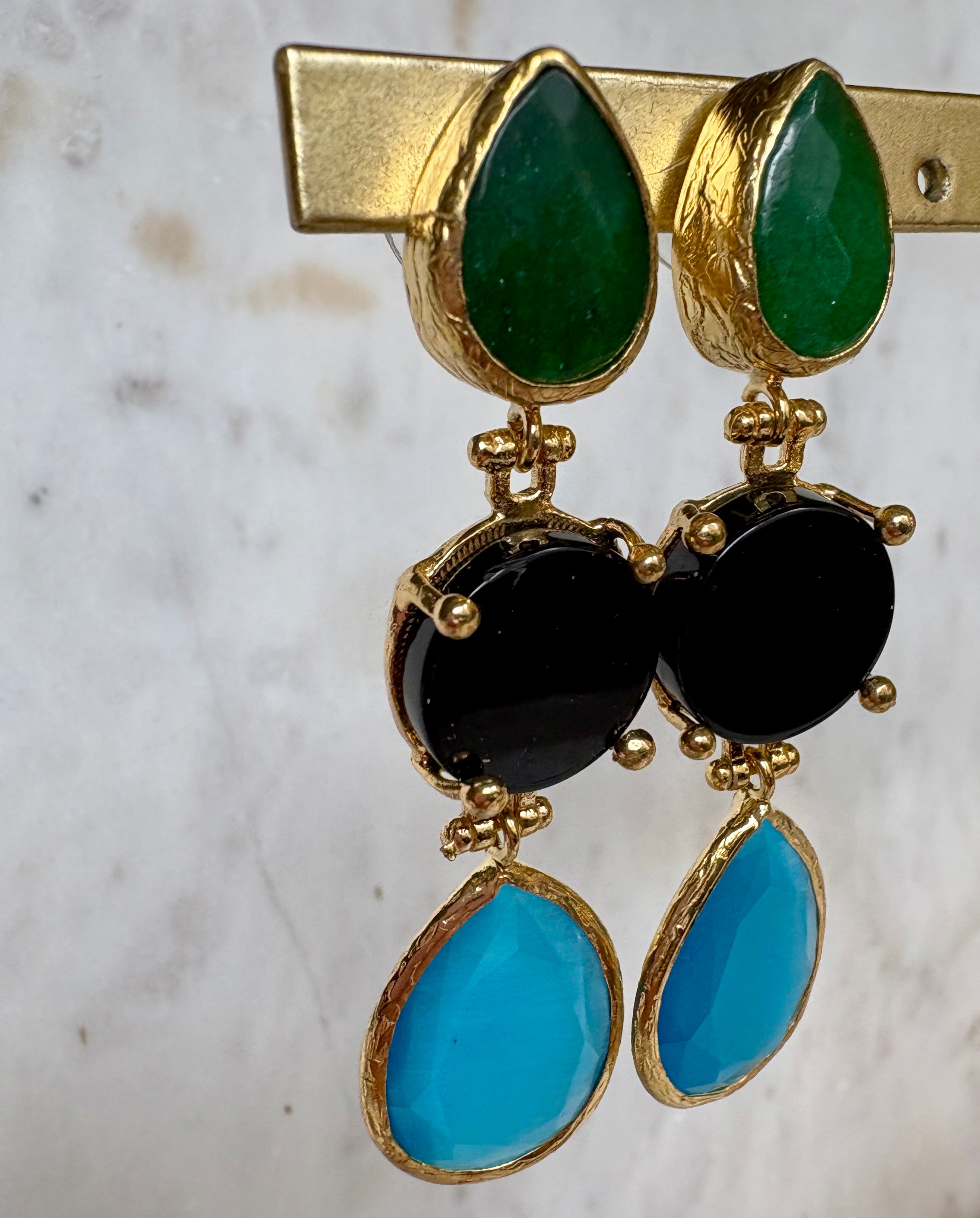 longdrop natural gemstone earrings