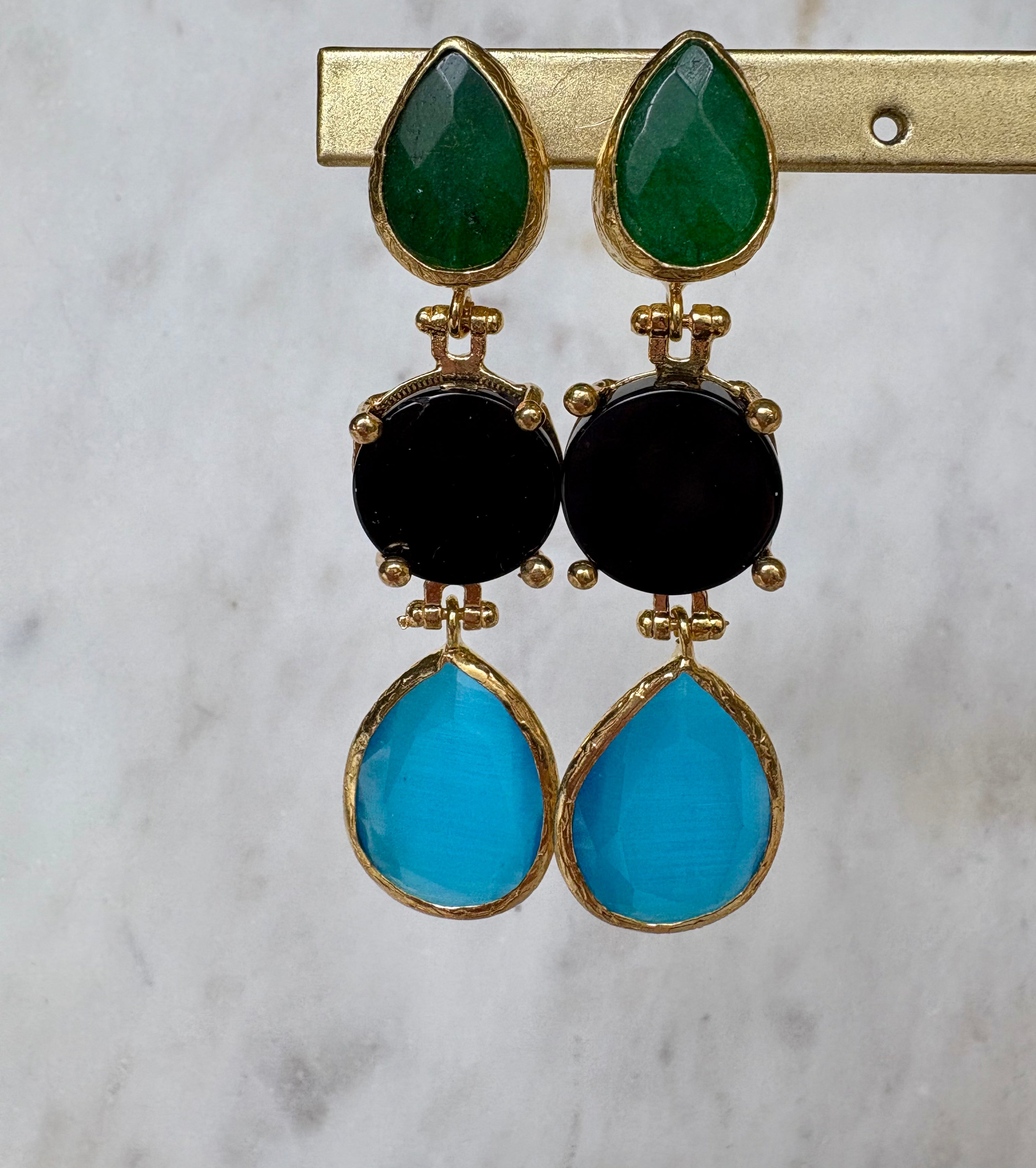 longdrop natural gemstone earrings