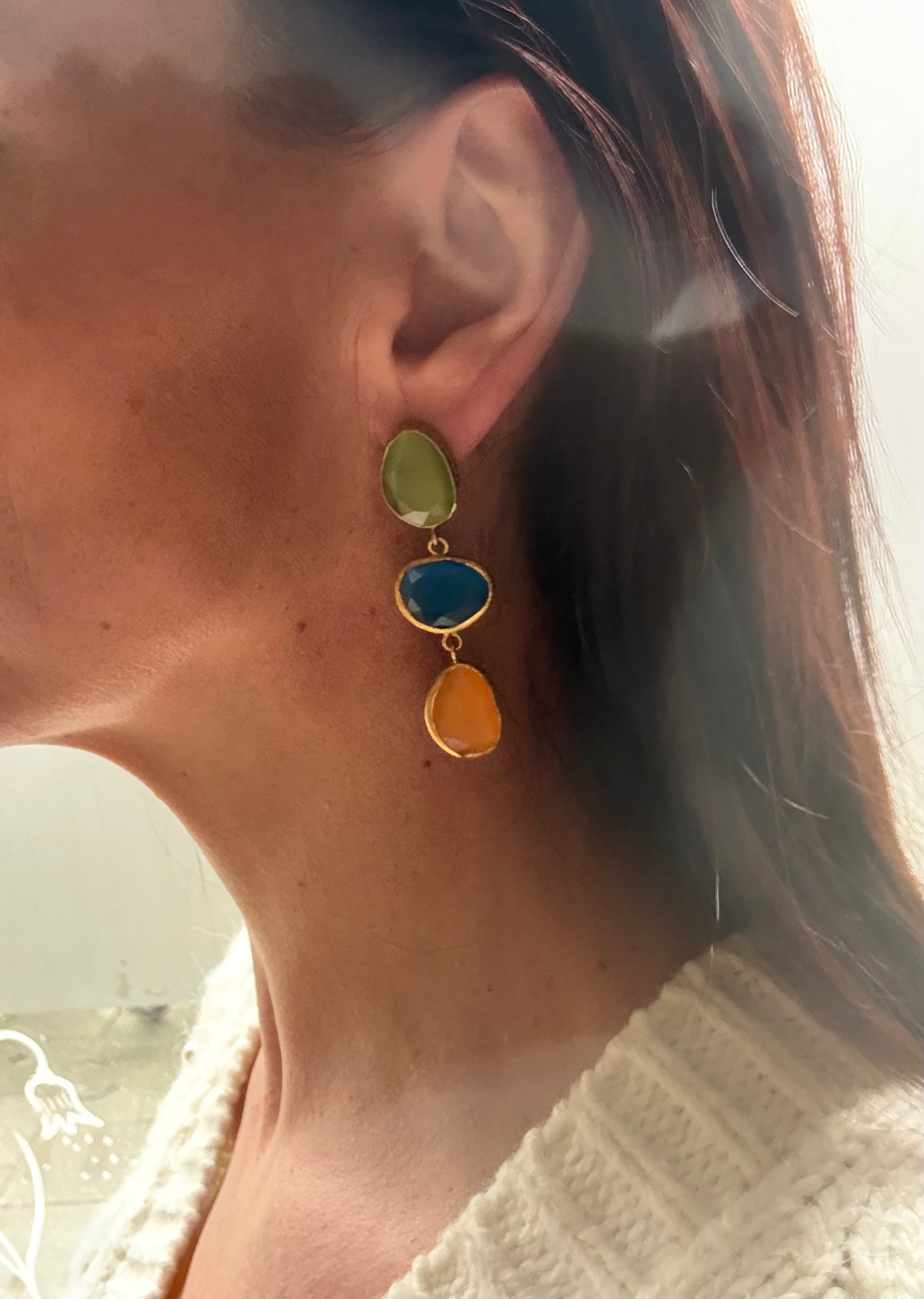colorful drop gemstone earrings