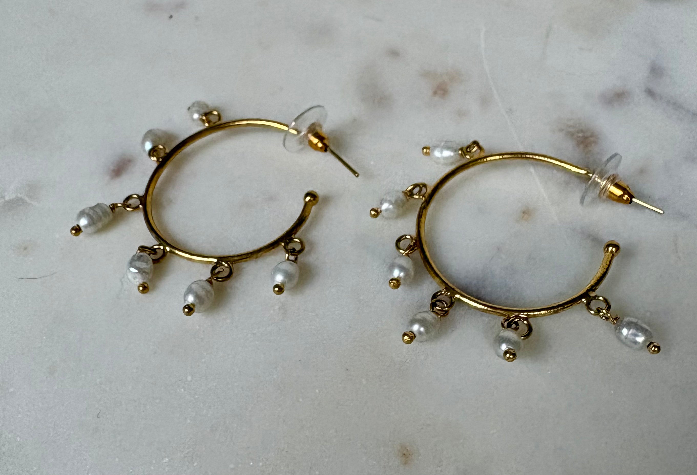 pearl drop hoop earrings