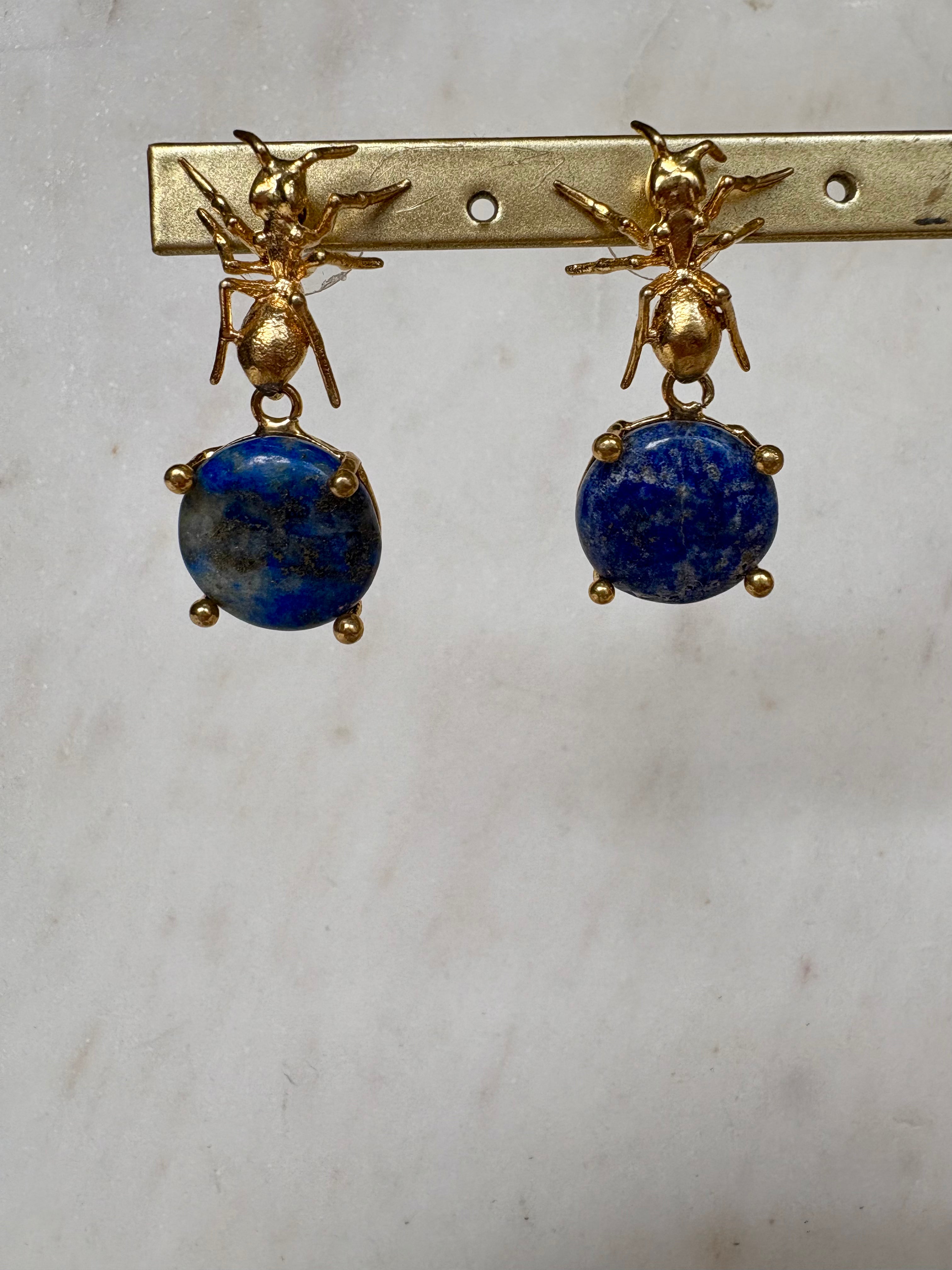 insect lapis lazuli earrings