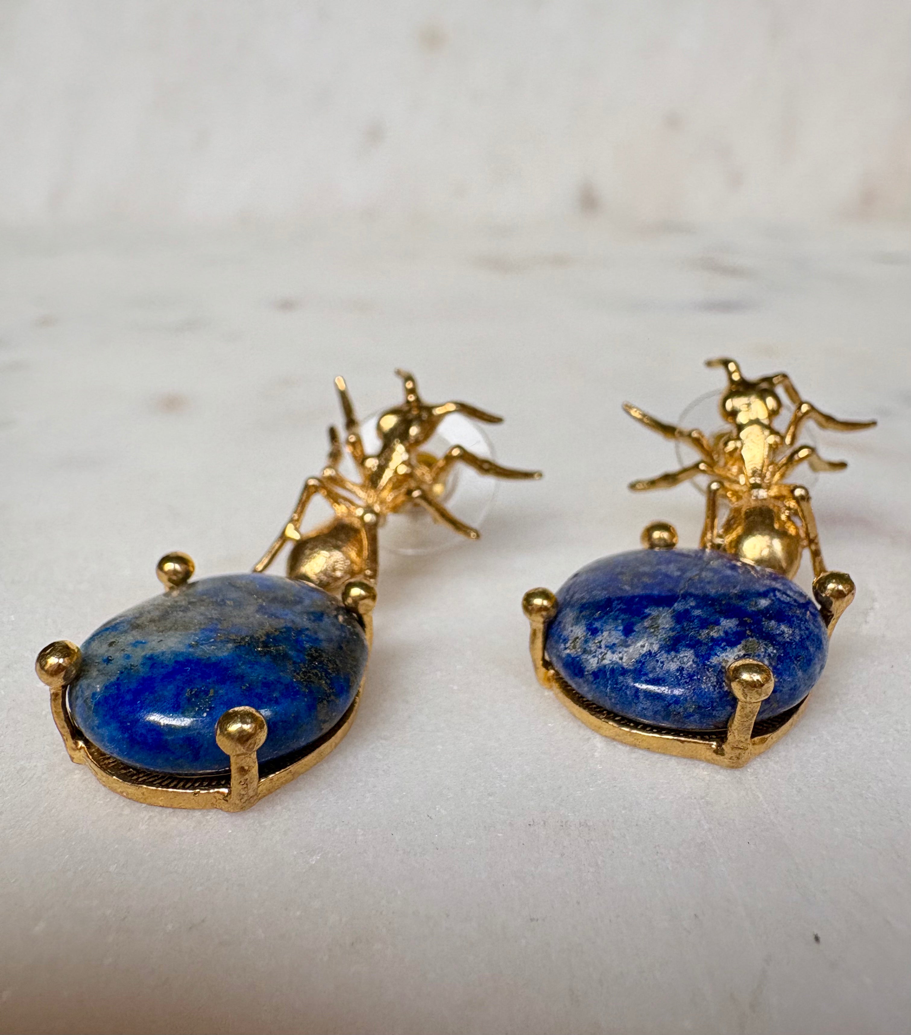 insect lapis lazuli earrings